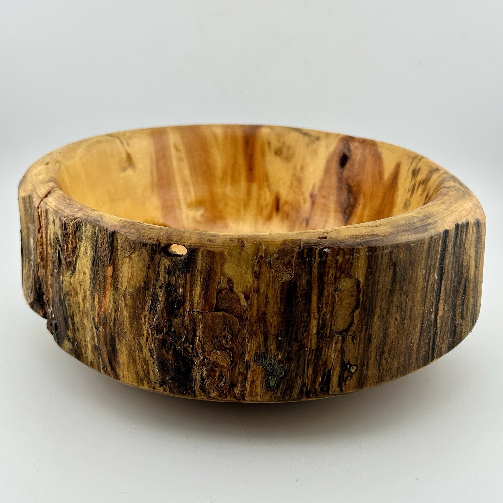 Vintage Hand Turned Wood Bowl 7¾" Natural Edge Rustic Studio Art