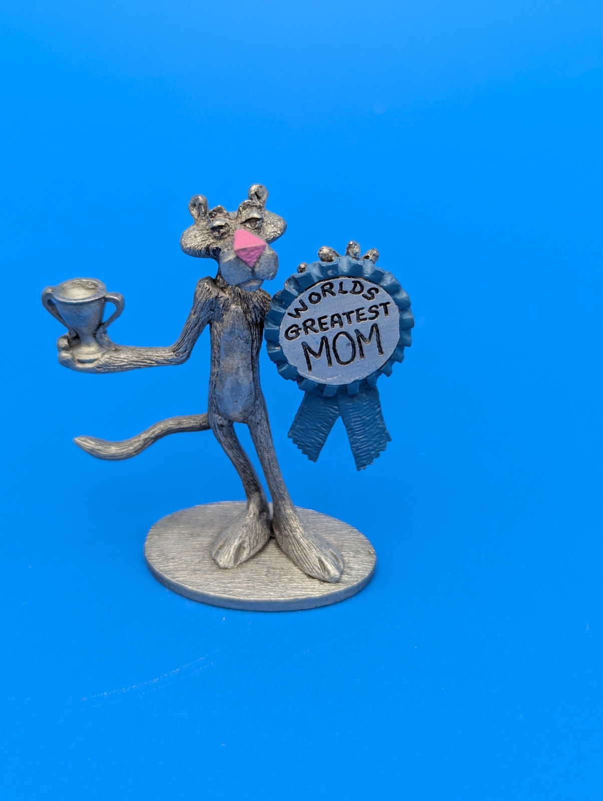 Spoontiques Pink Panther WORLDS GREATEST MOM REWARD Pewter Figurine A84 Vtg 1982 Spoontiques Pink Panther WORLDS GREATEST MOM REWARD Pewter Figurine A84 Vtg 1982