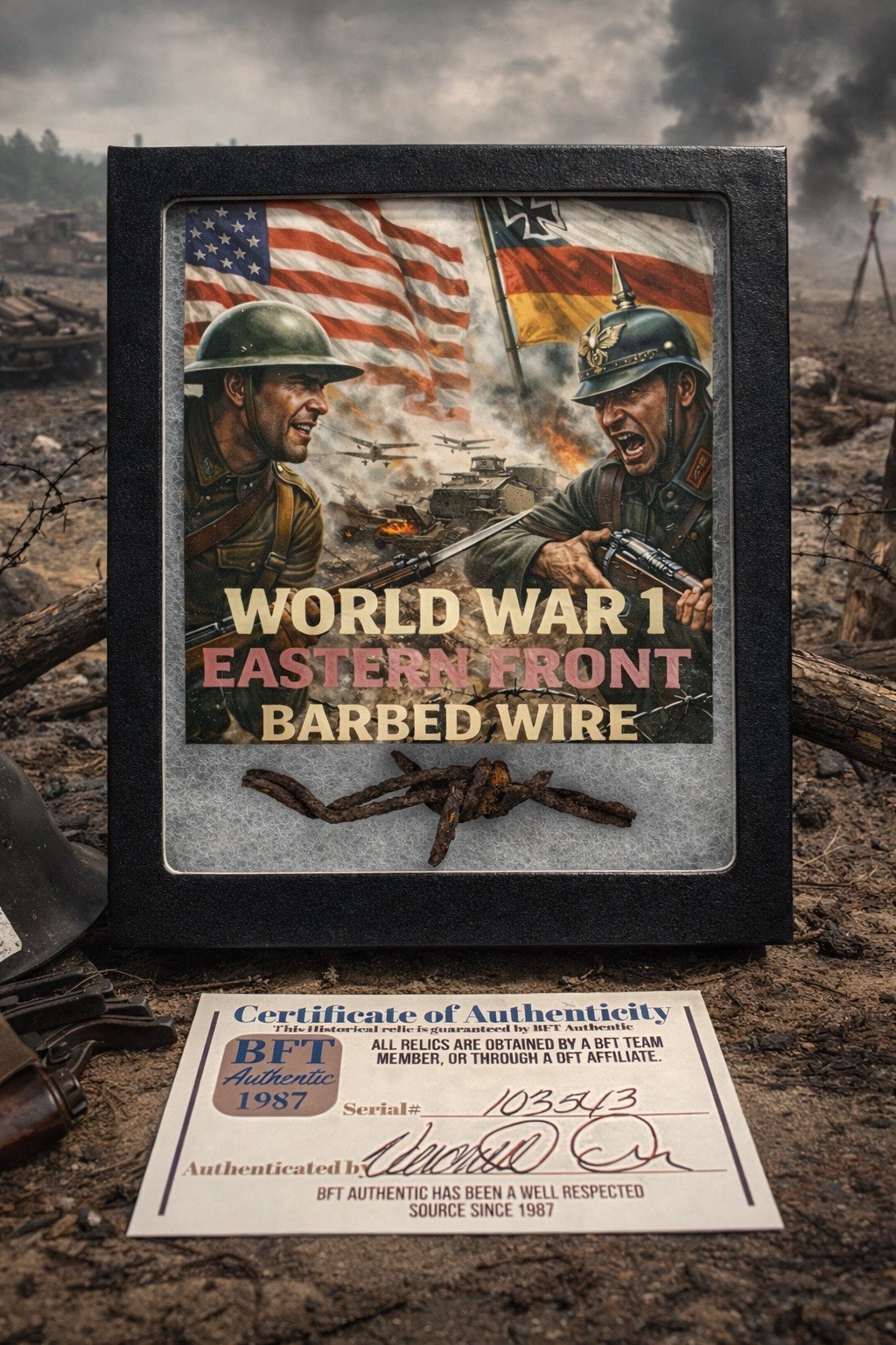 WWI Eastern Front Relic – Barbed Wire Fragment – BFT COA WWI Eastern Front Relic – Barbed Wire Fragment – BFT COA