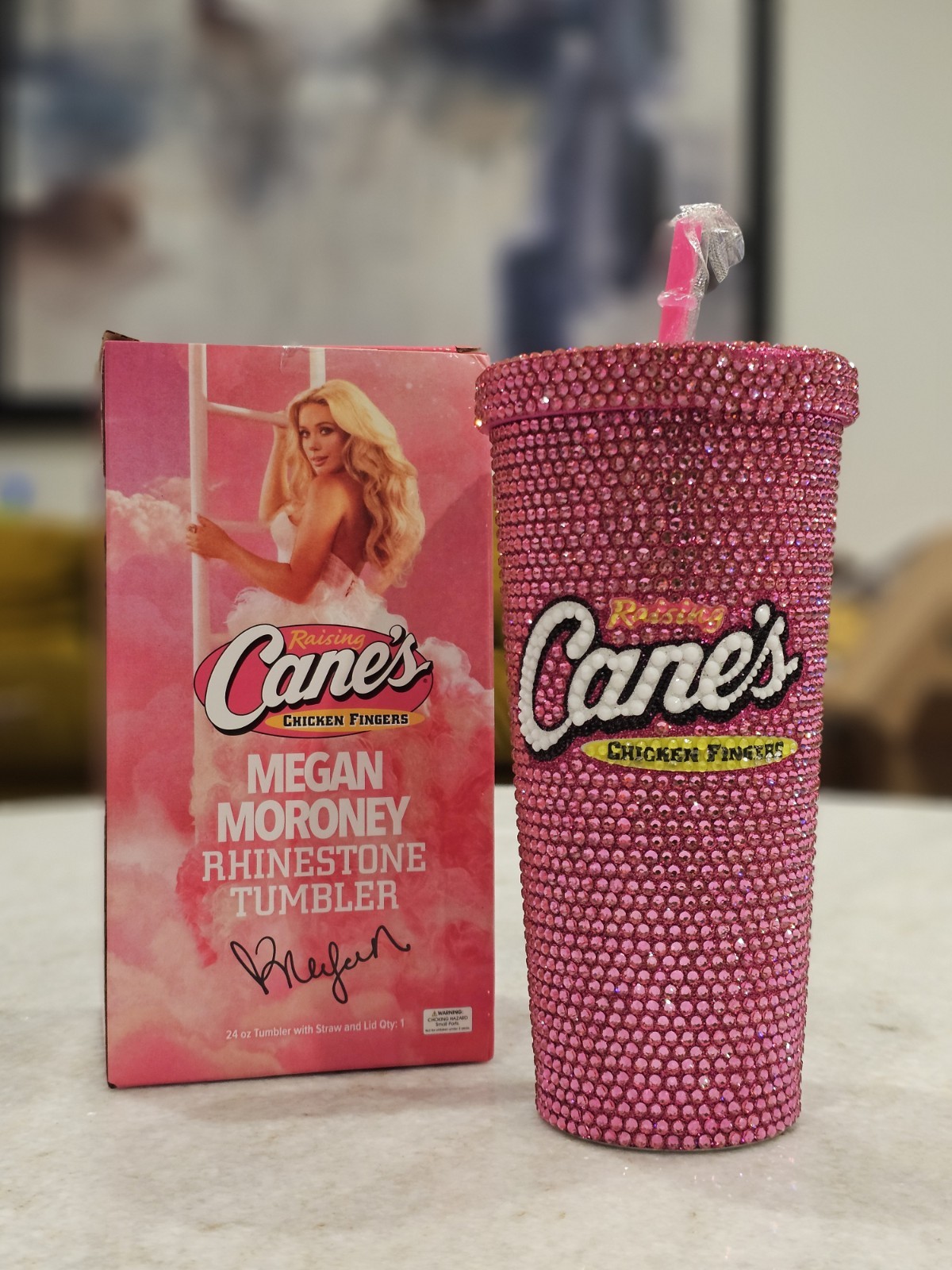 LIMITED EDITION Raising Canes Megan Moroney Pink Cloud 9 Rhinestone Cup NIB 