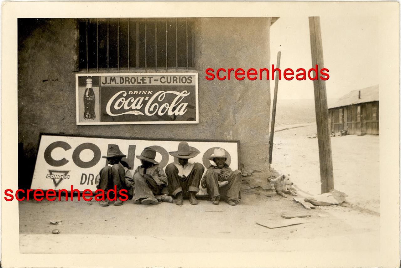 1930s Photo "J. M. DROLET-CURIOS COCA-COLA & CONOCO SIGN" Naschitti, New Mexico