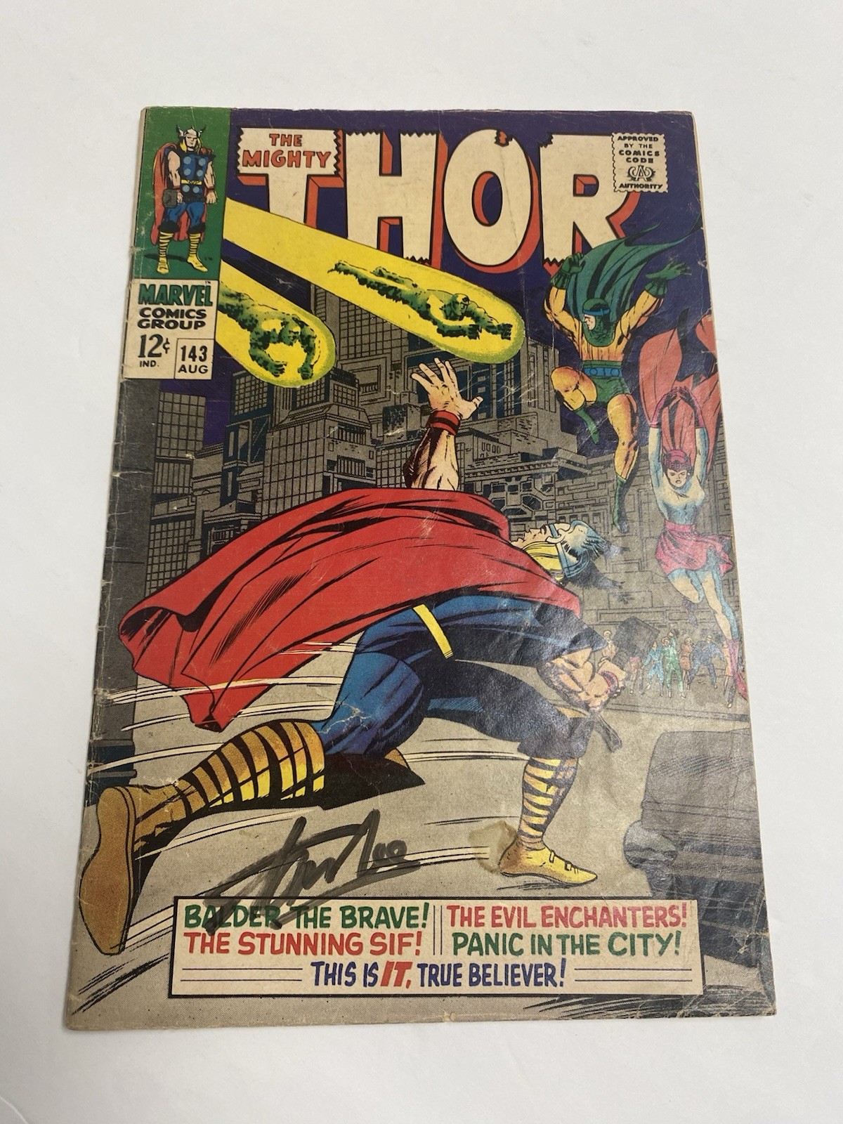 The Mighty Thor 143 Signed Stan Lee & Jack Kirby 1967 Complete Low Grade 3.0