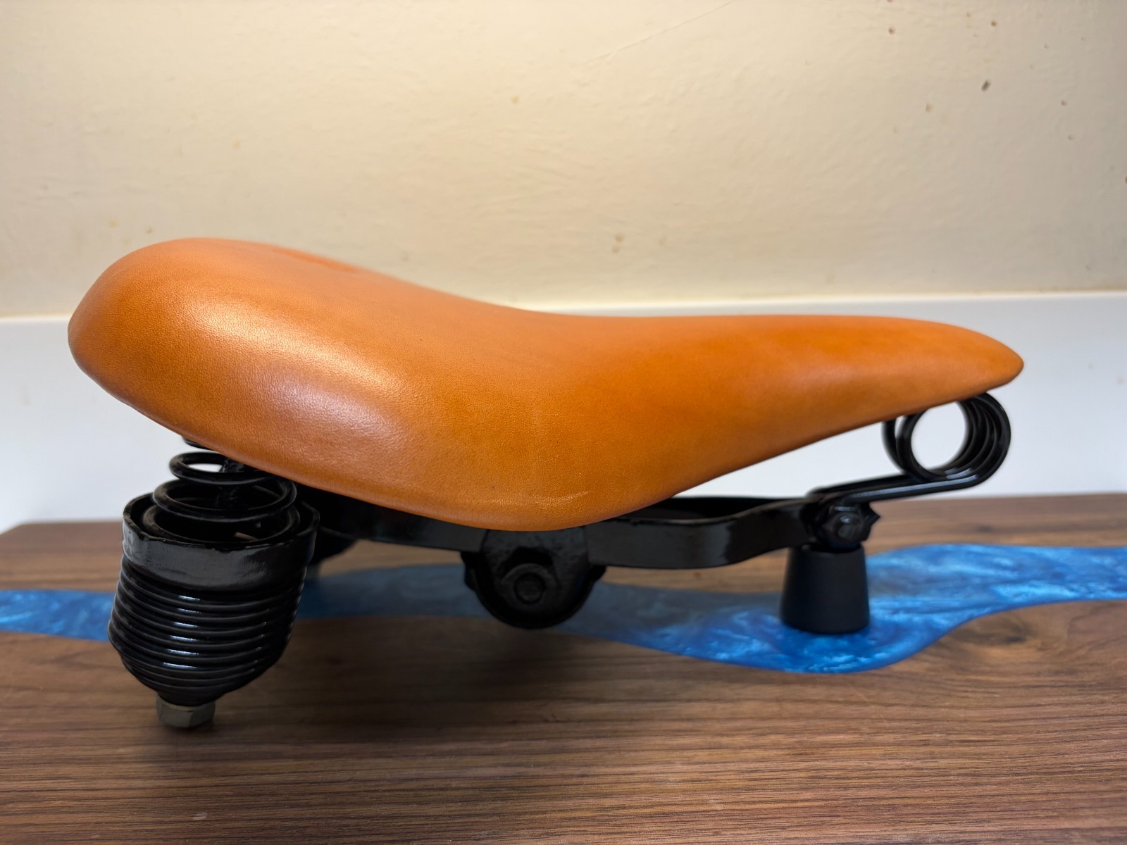 Post War Mesinger Men’s Quality B-1 De lux Brown Leather Vintage Seat - Restored Post War Mesinger Men’s Quality B-1 De lux Brown Leather Vintage Seat - Restored