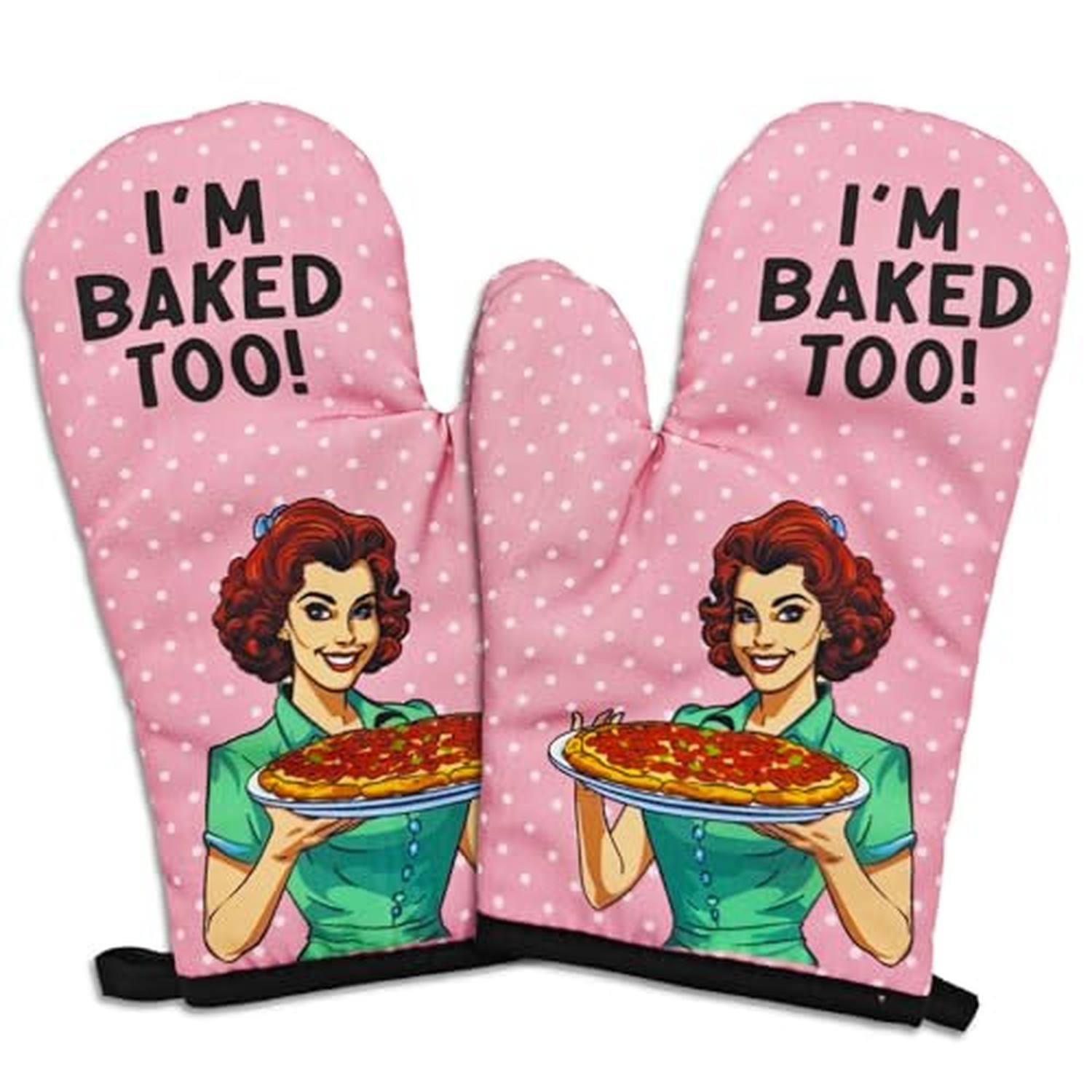 2 Pcs Funny Oven Mitts I'm Baked Too Heat Resistant Mitts Retro Housewife Sil... 2 Pcs Funny Oven Mitts I'm Baked Too Heat Resistant Mitts Retro Housewife Sil...