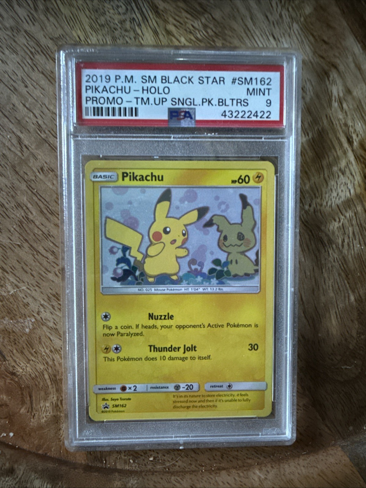 Pokemon Pikachu SM162 PSA 9 Team Up Blister Promo Black Star Holo Mimikyu Pokemon Pikachu SM162 PSA 9 Team Up Blister Promo Black Star Holo Mimikyu