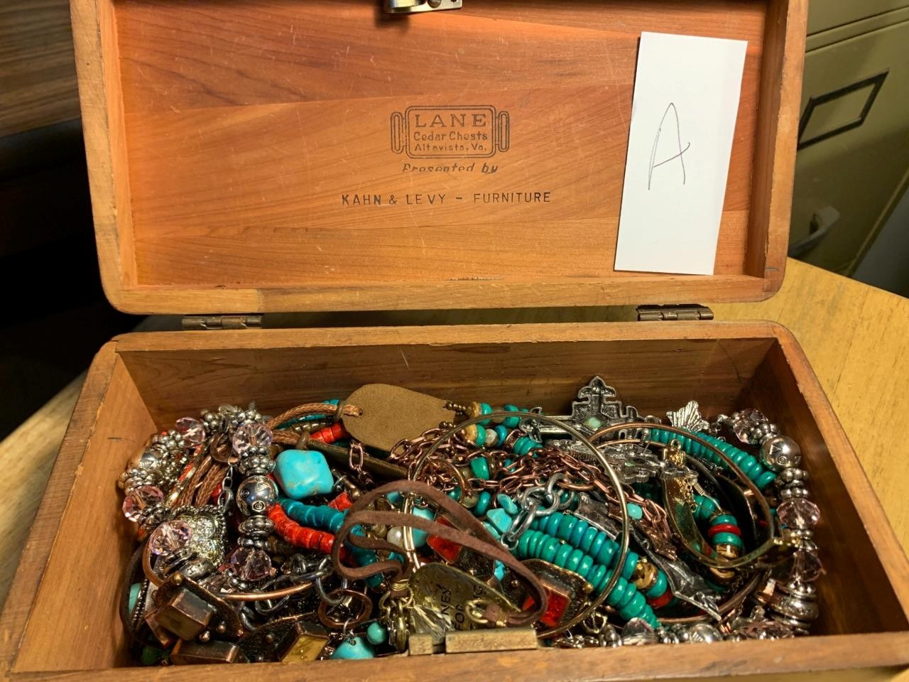 Vintage Lane Box Presented by Kahn & Levy - Furniture with Costume Jewelry #A Vintage Lane Box Presented by Kahn & Levy - Furniture with Costume Jewelry #A