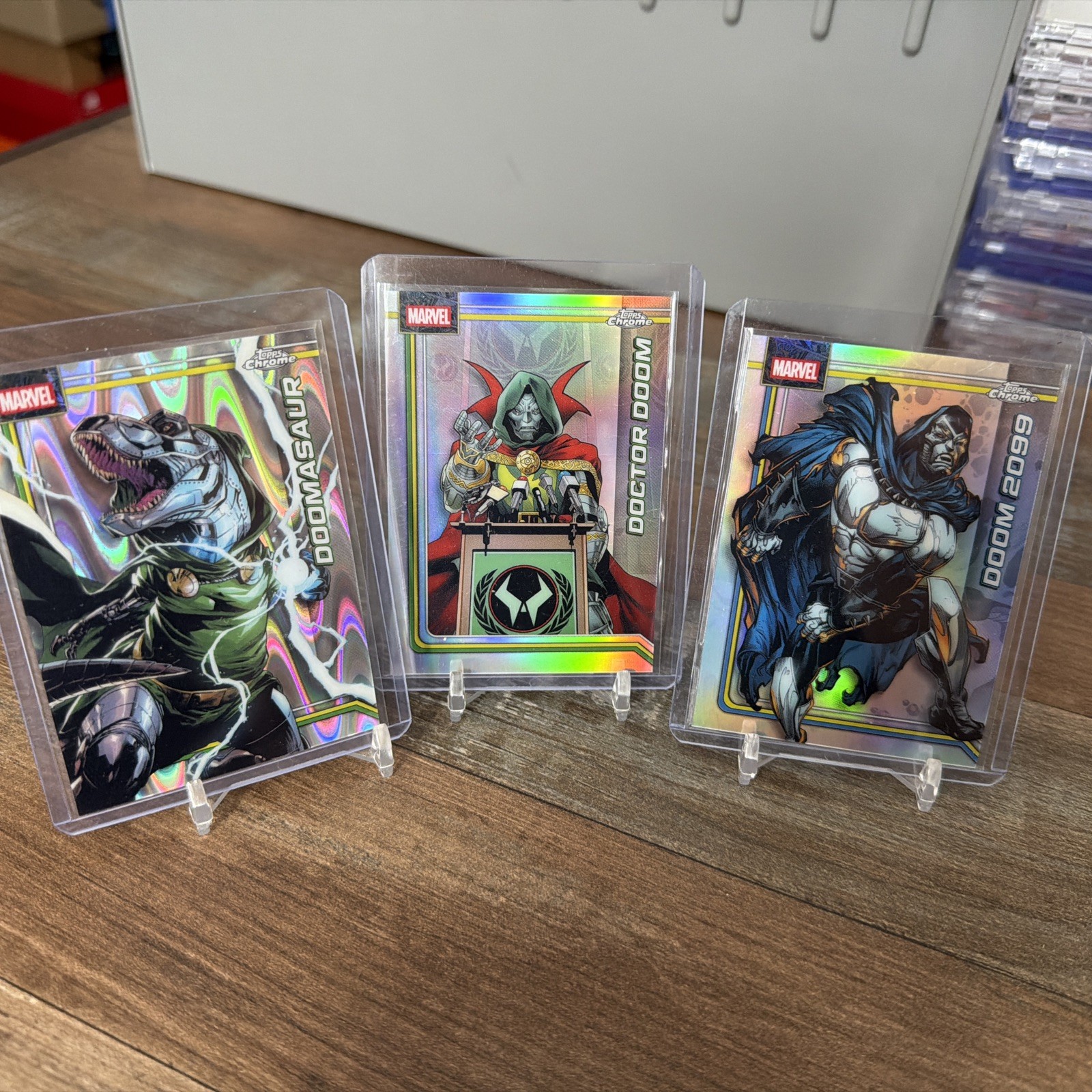 3x 2026 Topps Chrome Marvel Refractors Dr Doom Doomasaur 2099 Mint Card Lot