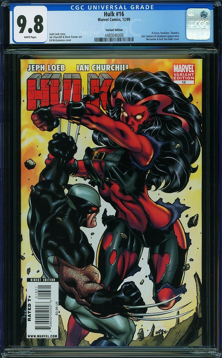 Hulk #16 CGC 9.8 WP 2009 Marvel (1:15 Variant) (1st Full App Red She Hulk)