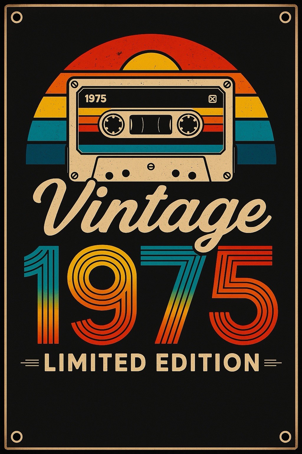 Hi Gloss 1975 50th Birthday Gift Wall Panel Vintage Cassette Tape Themed Hi Gloss 1975 50th Birthday Gift Wall Panel Vintage Cassette Tape Themed