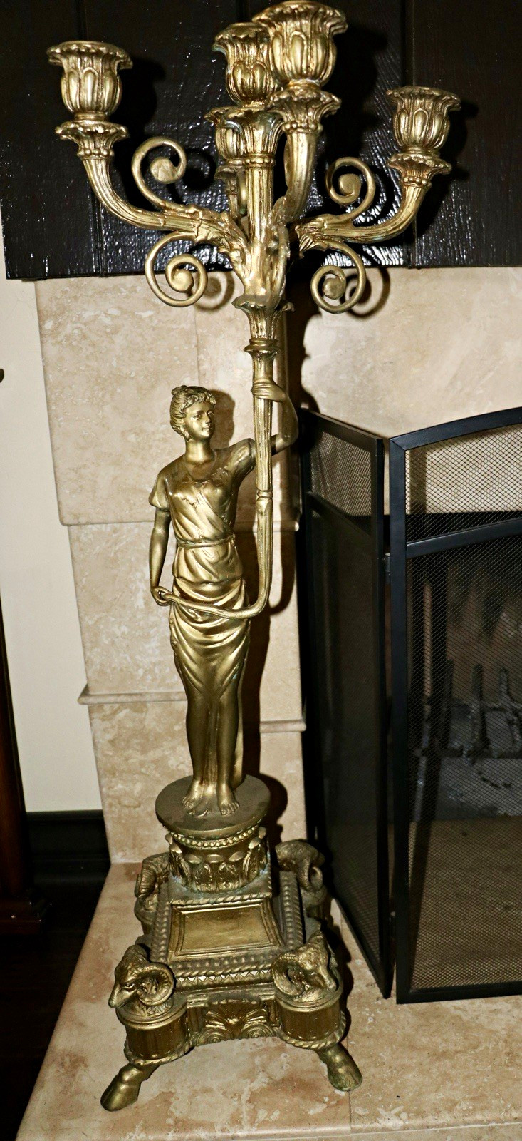 Vintage Candelabra pair Maidens Figural Ram heads base. Candelabra Candle Holder Vintage Candelabra pair Maidens Figural Ram heads base. Candelabra Candle Holder