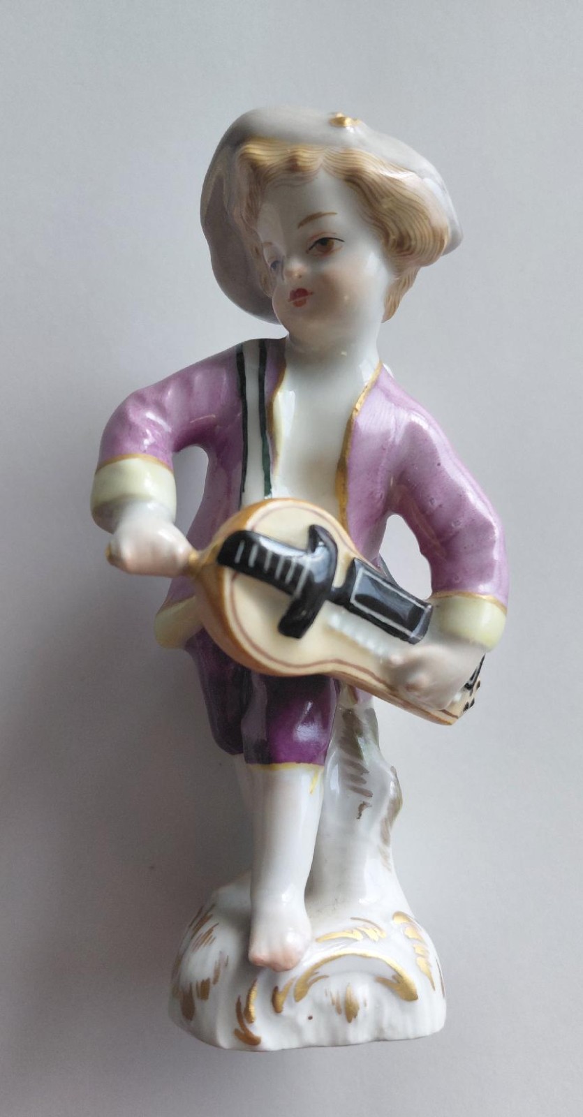 KPM BERLIN GERMANY PUTTI BOY WITH BAGPIPES PORCELAIN FIGURINE 