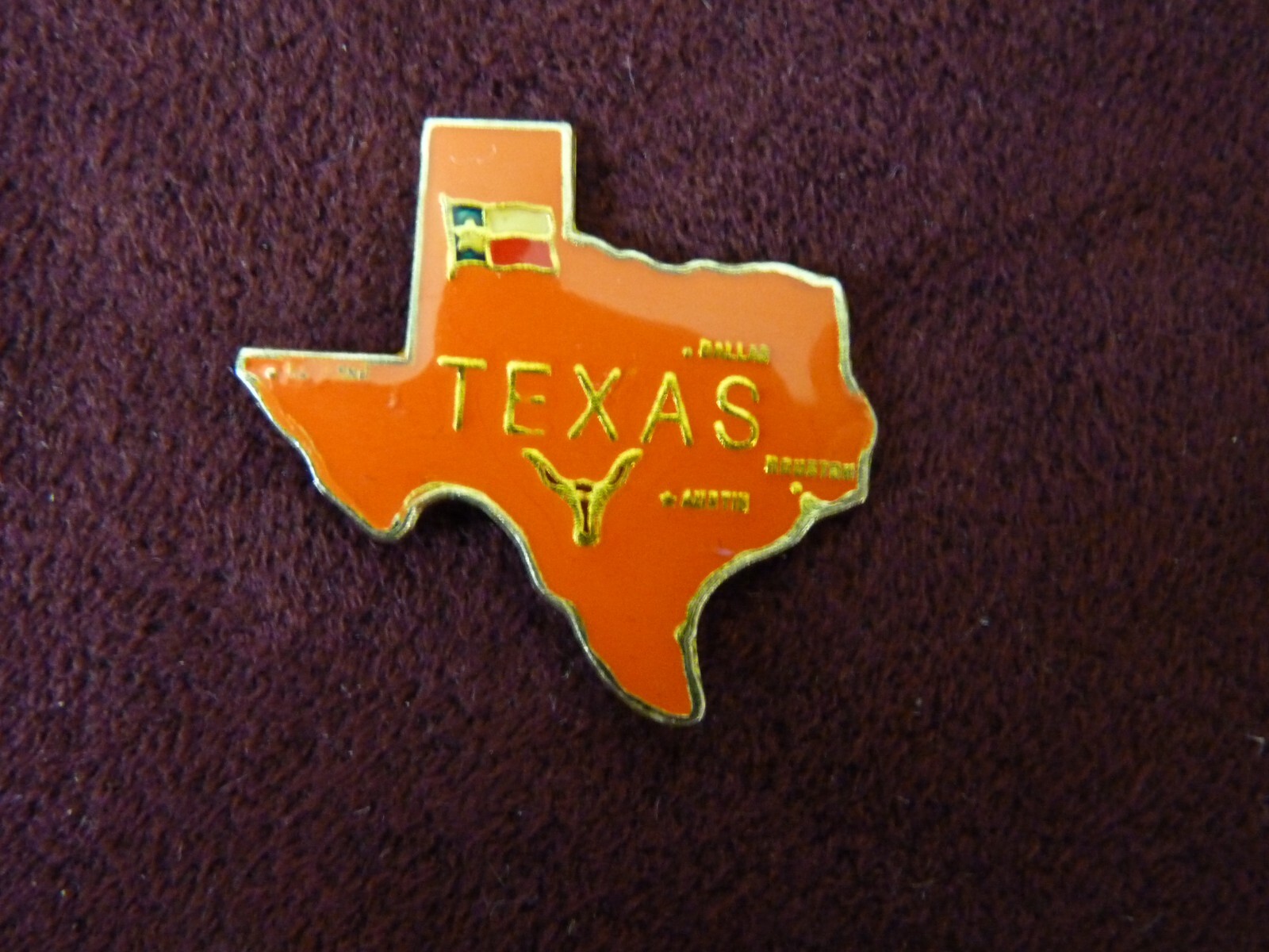 Vintage TEXAS State Souvenir Enamel Lapel Pin Dallas Austin Houston Orange Vintage TEXAS State Souvenir Enamel Lapel Pin Dallas Austin Houston Orange