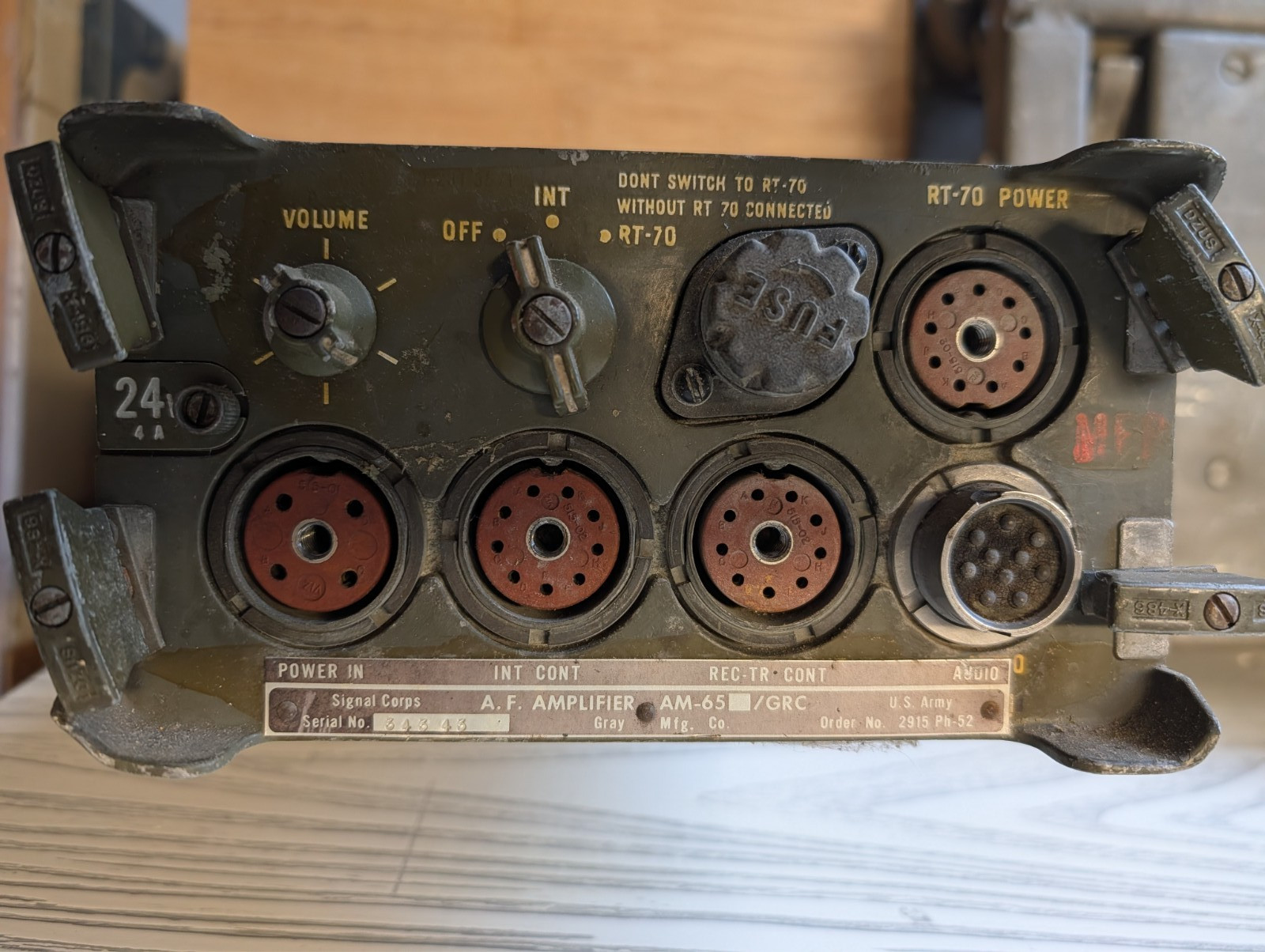 RT-70 Transceiver, AM-65GRC Signal Corps A.F. Amp with Mounty