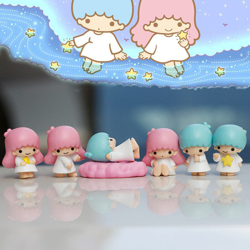 Cute Little Twin Stars Figure Toy Figurine Cake Toppers PVC Doll Toy Gifts 6pcs