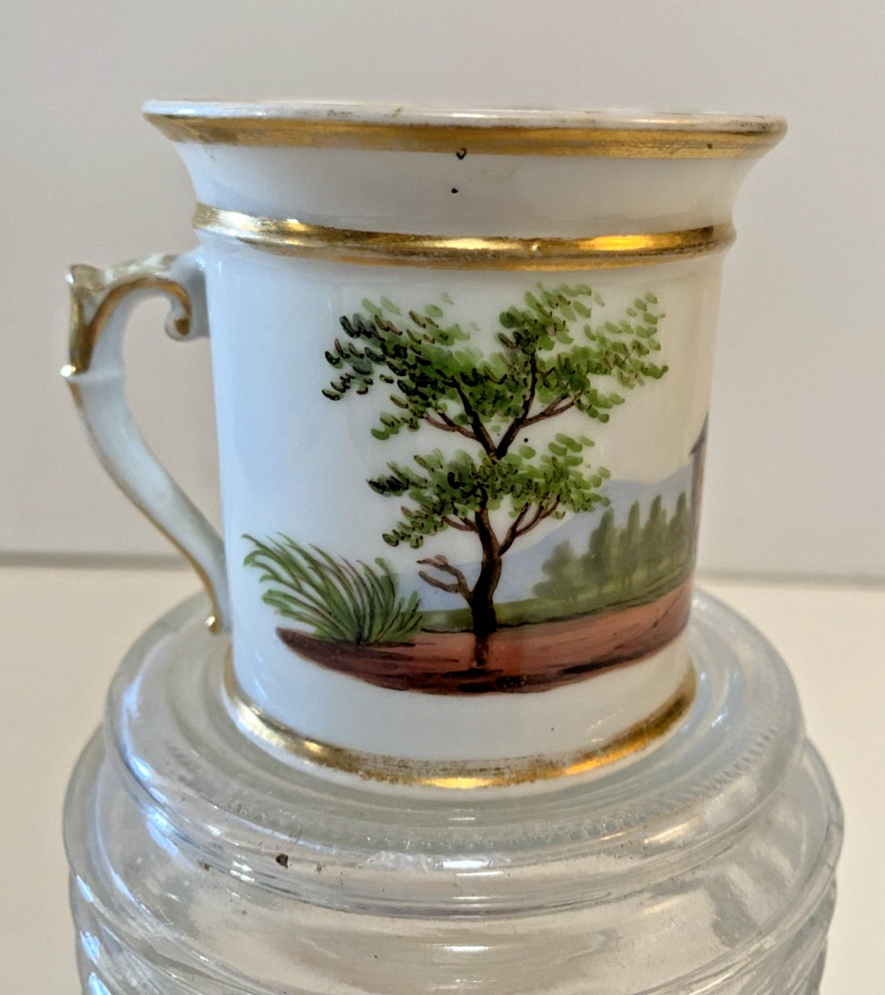 Vtg Antique Porcelain Teacup Hand Painted Scenic Landscape Gold Trim Gilt Handle Vtg Antique Porcelain Teacup Hand Painted Scenic Landscape Gold Trim Gilt Handle