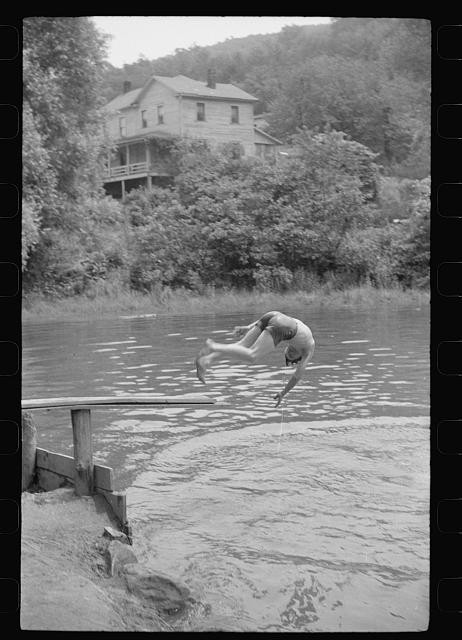 Photo:Pine Grove Mills Pennsylvania 1941 Swimming Hole Diver