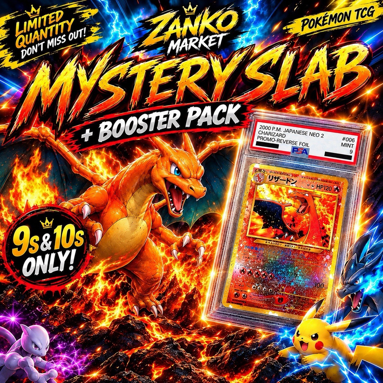 🔥 Pokemon Mystery Slab Card + Booster Pack - PSA 9 Read Description 🔥 🔥 Pokemon Mystery Slab Card + Booster Pack - PSA 9 Read Description 🔥
