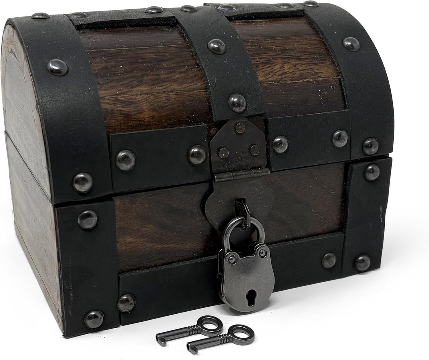 Nautical Cove Handmade Wooden Treasure Chest Storage Box Real Leather Accents Nautical Cove Handmade Wooden Treasure Chest Storage Box Real Leather Accents