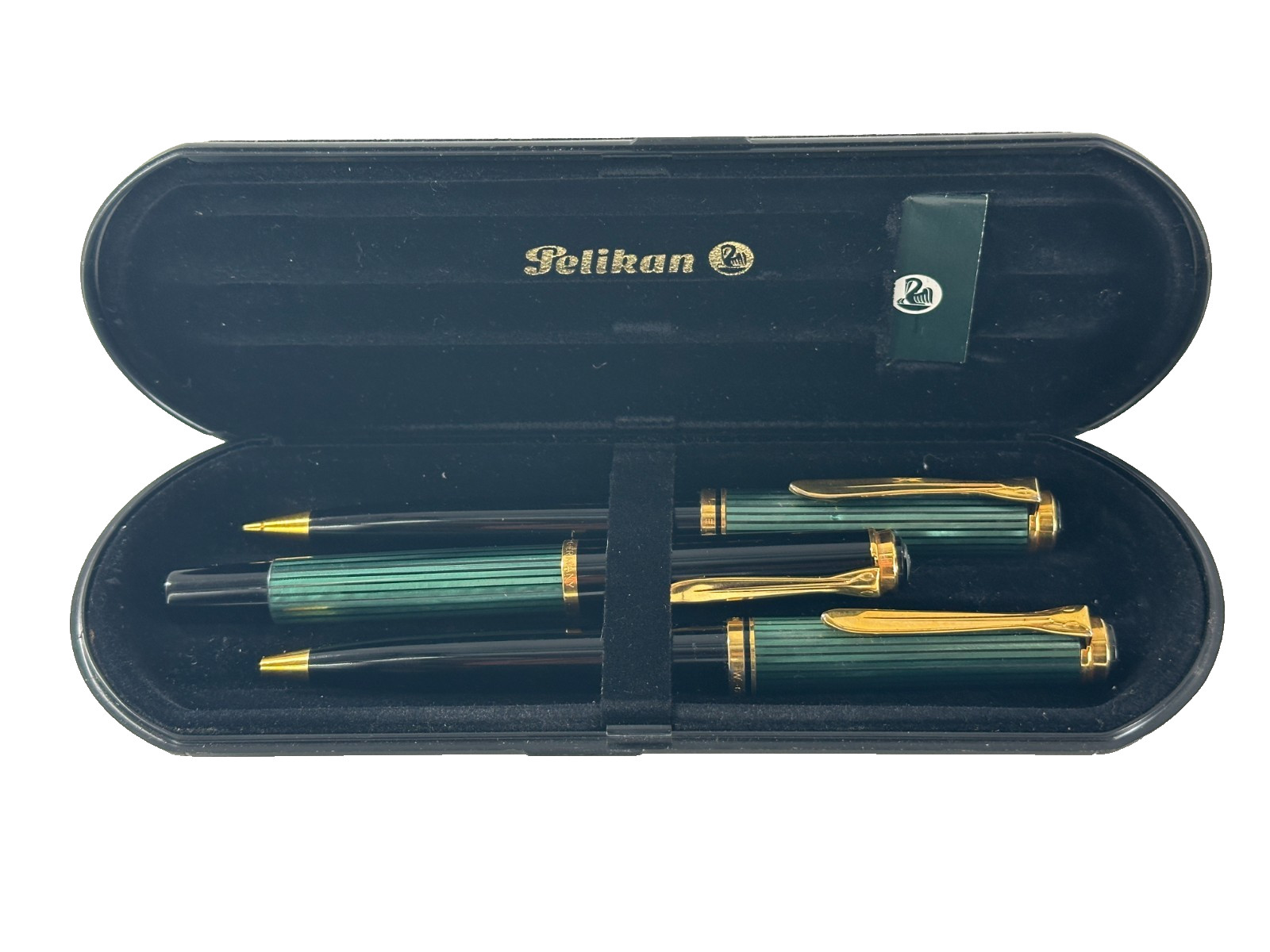Vintage Pelikan Souveran Green/Black Pen Set of 3 Vintage Pelikan Souveran Green/Black Pen Set of 3