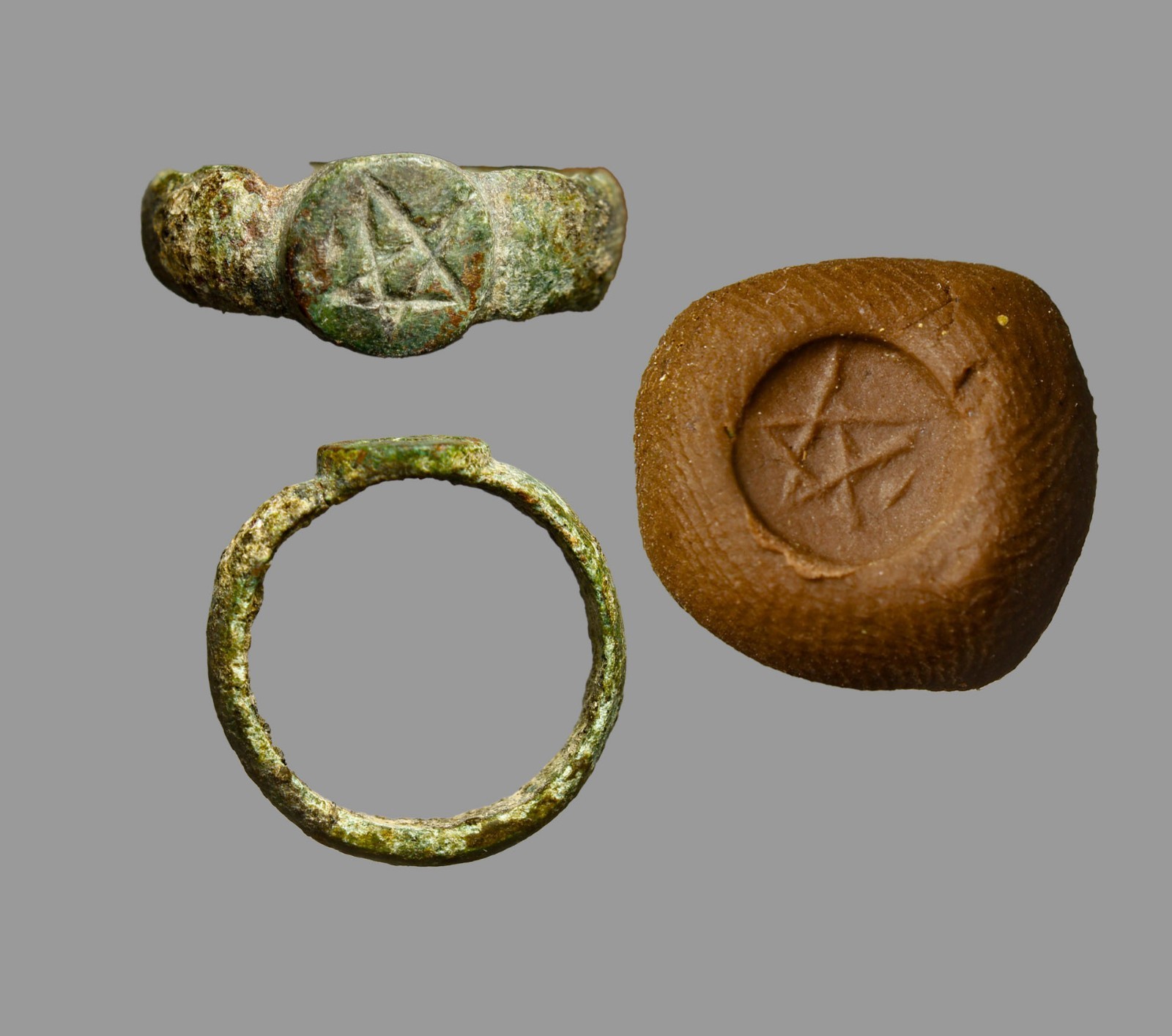 Ancient Roman / Late Antique Gnostic Protective Pentagram Magic Ring 200AD Ancient Roman / Late Antique Gnostic Protective Pentagram Magic Ring 200AD