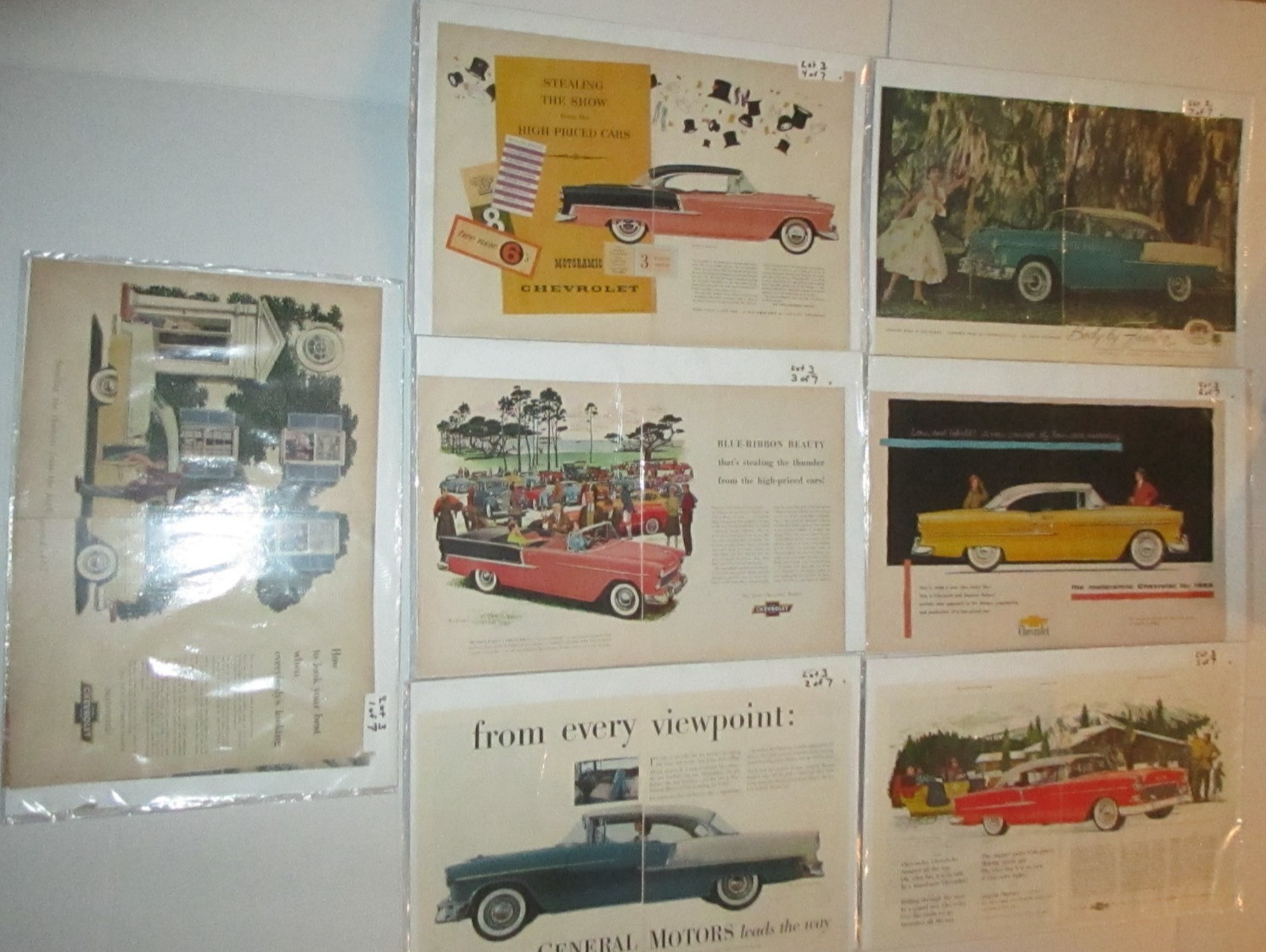 Lot of 7 Chevrolet 1954 Car Advertisement Centerfold 21" x 14" Ads 03BSMT Lot of 7 Chevrolet 1954 Car Advertisement Centerfold 21" x 14" Ads 03BSMT