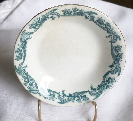 Vintage Buffalo Pottery Butter Pat PRINCESS Blue FLORAL rIm Vintage Buffalo Pottery Butter Pat PRINCESS Blue FLORAL rIm