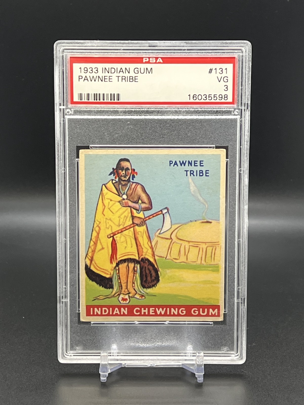1933 Goudey Indian Gum Chief of the Pawnee Tribe #131 Graded PSA 3 Rare *BNB* 1933 Goudey Indian Gum Chief of the Pawnee Tribe #131 Graded PSA 3 Rare *BNB*
