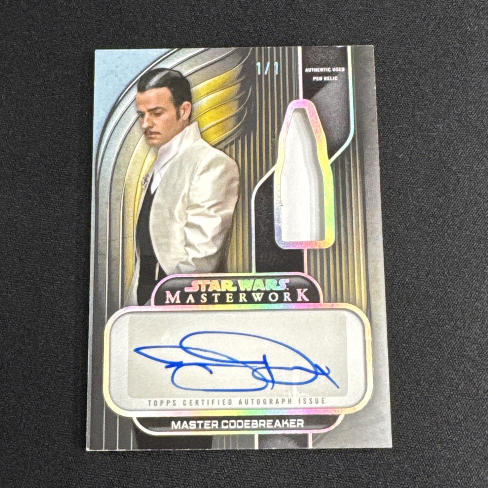 2025 Topps Star Wars Masterwork Codebreaker Justin Theroux Pen Relic 1/1 Error