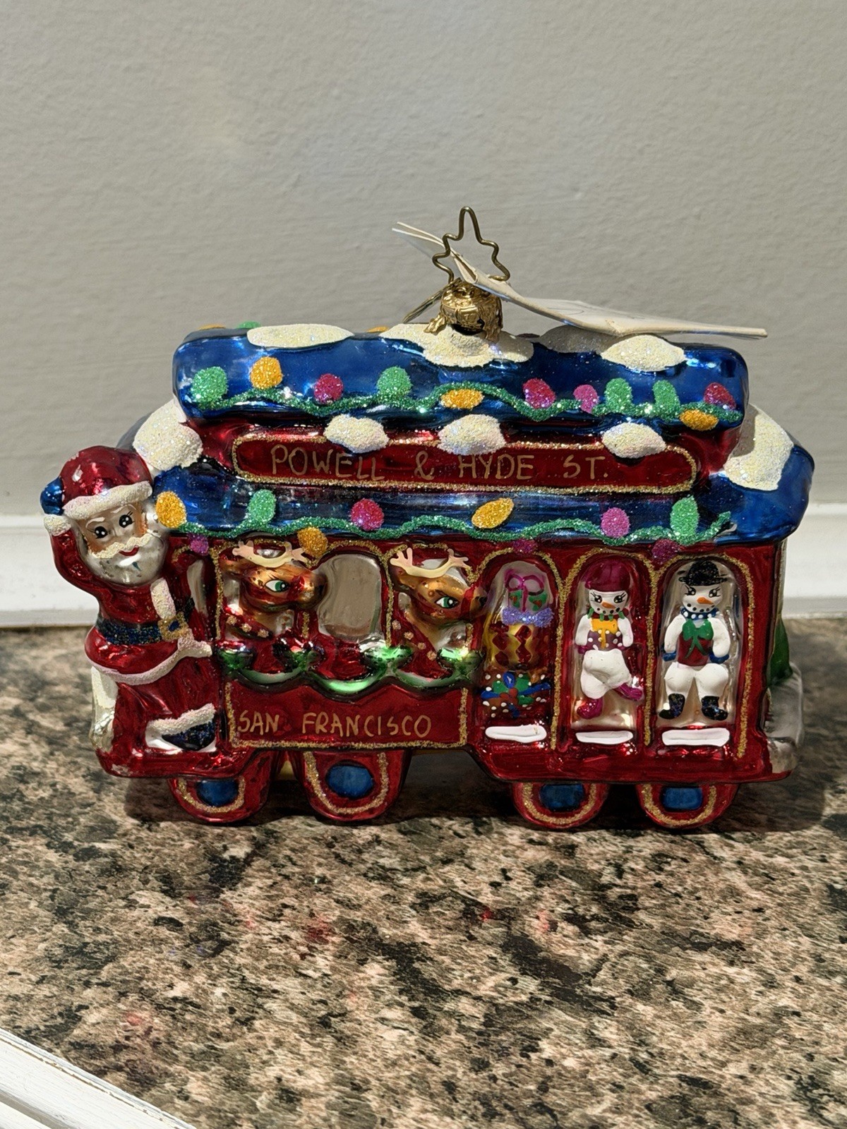 Retired Christopher Radko Red trolley Jolly Rare NWT Retired Christopher Radko Red trolley Jolly Rare NWT