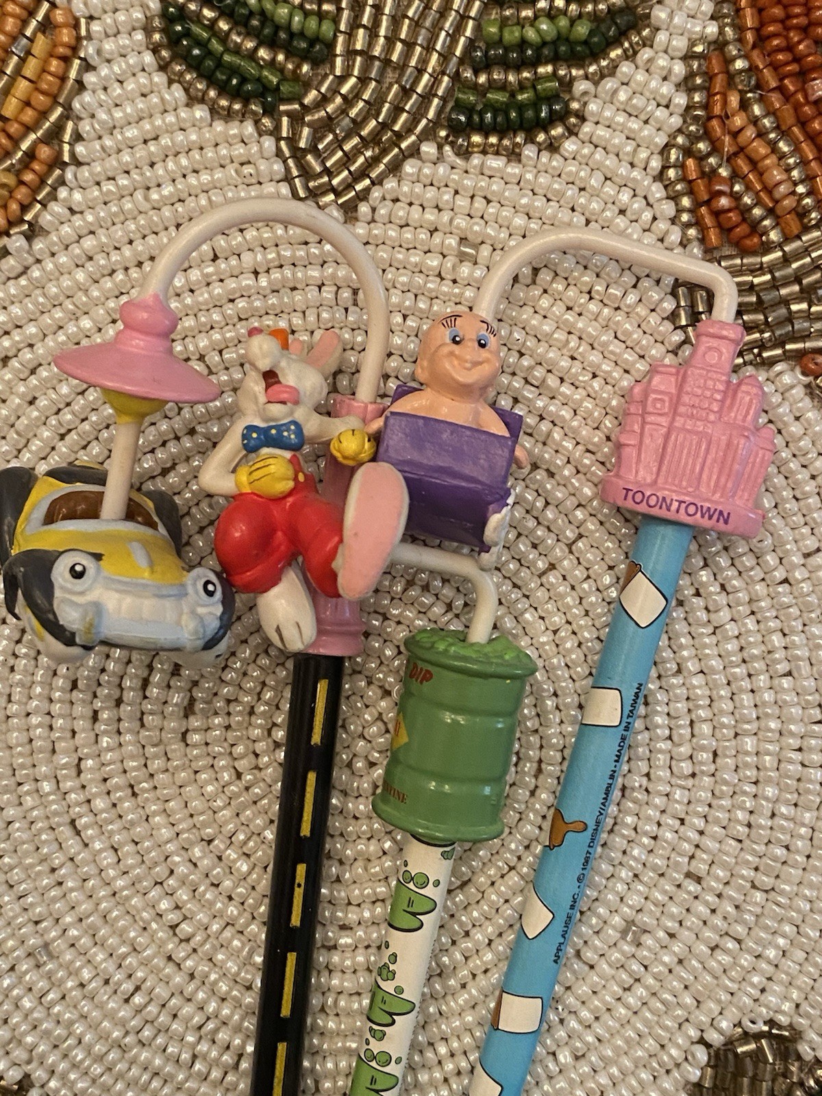 Vtg Disney Who Framed Roger Rabbit Pencil Topper Lot Baby Herman Benny the Cab