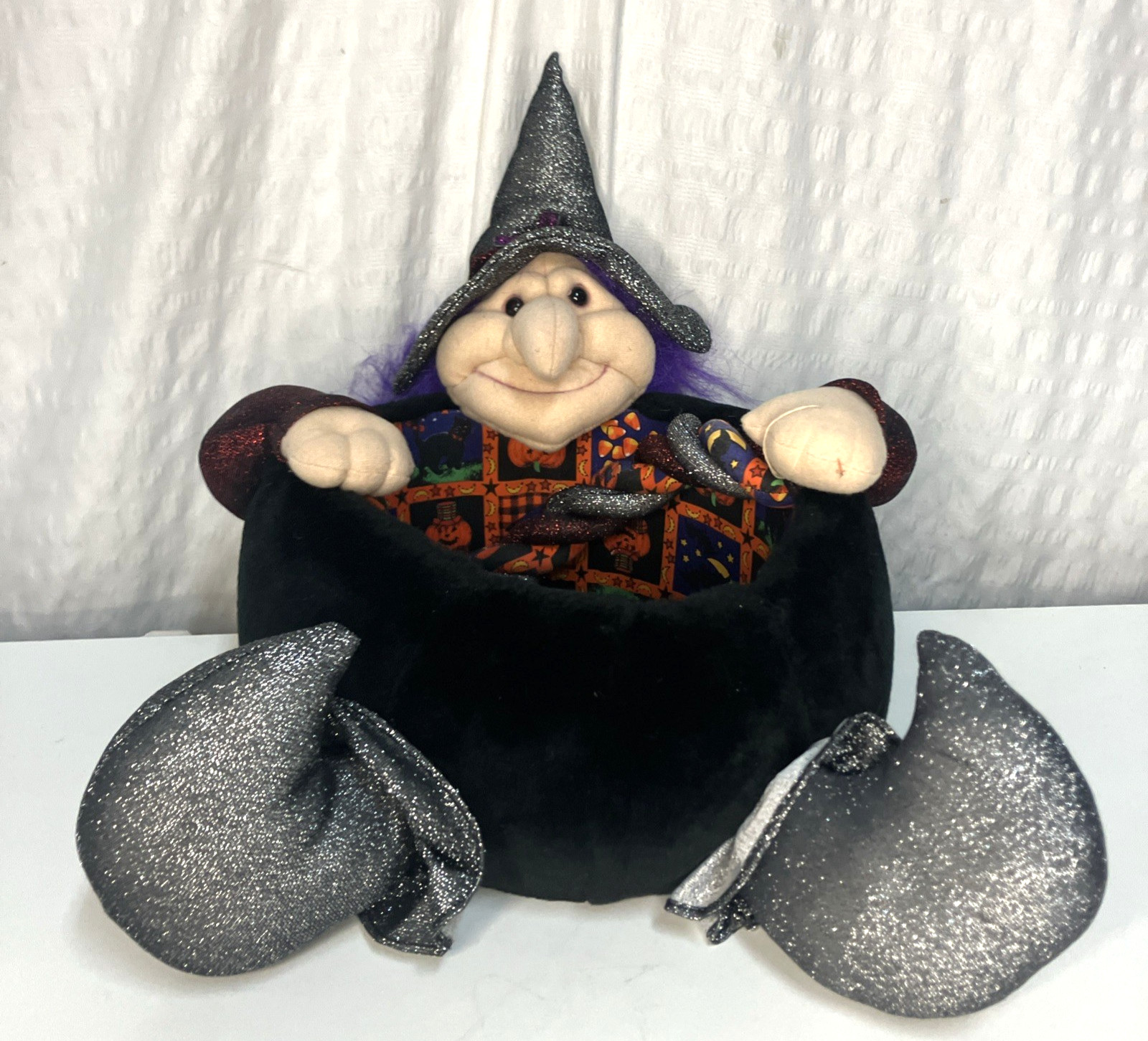 VTG Kids Of American Halloween Witch Candy Basket 