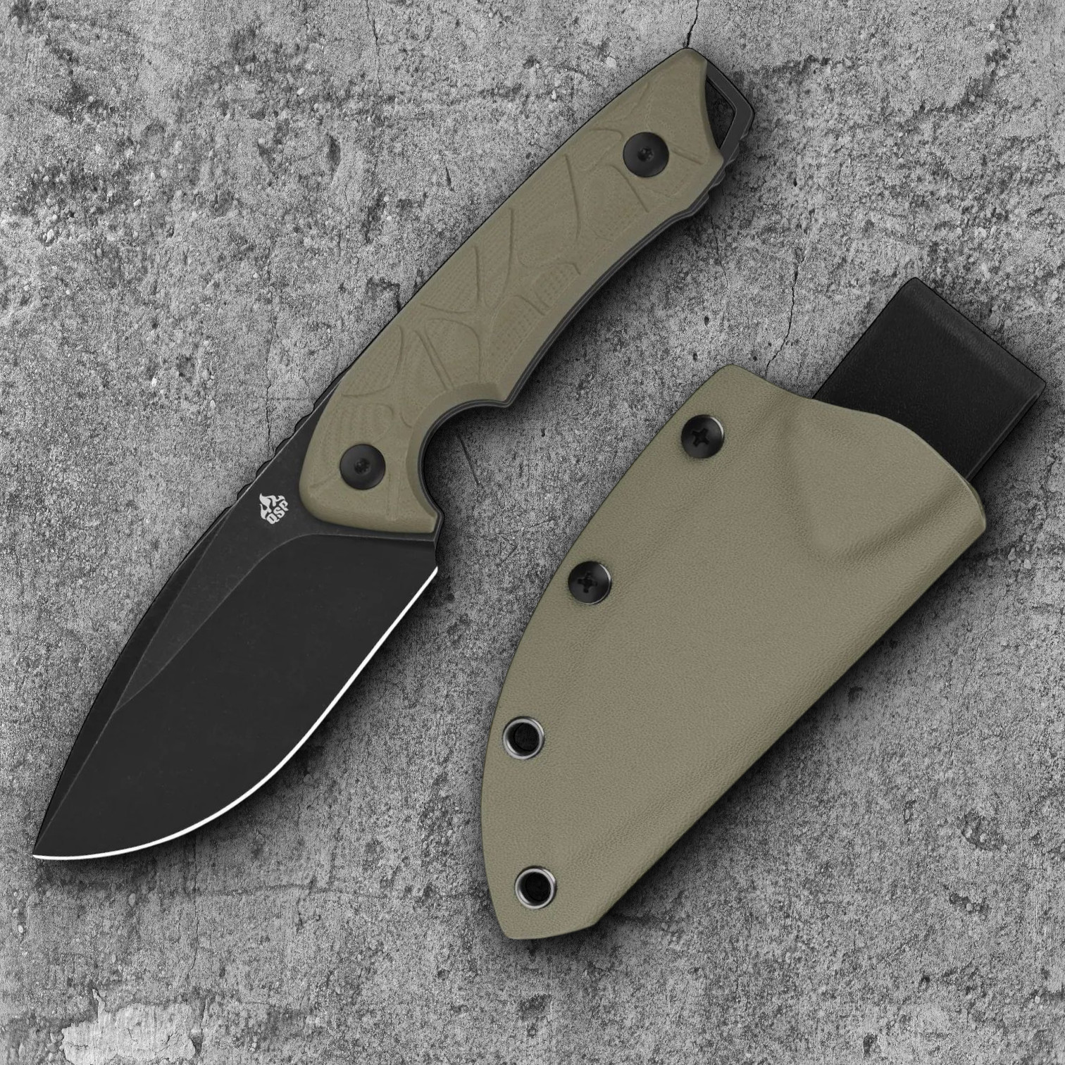 QSP Knife Tiny TOT Fixed Knife 3.5" 10Cr15CoMoV Steel Blade Sand G10 Handle