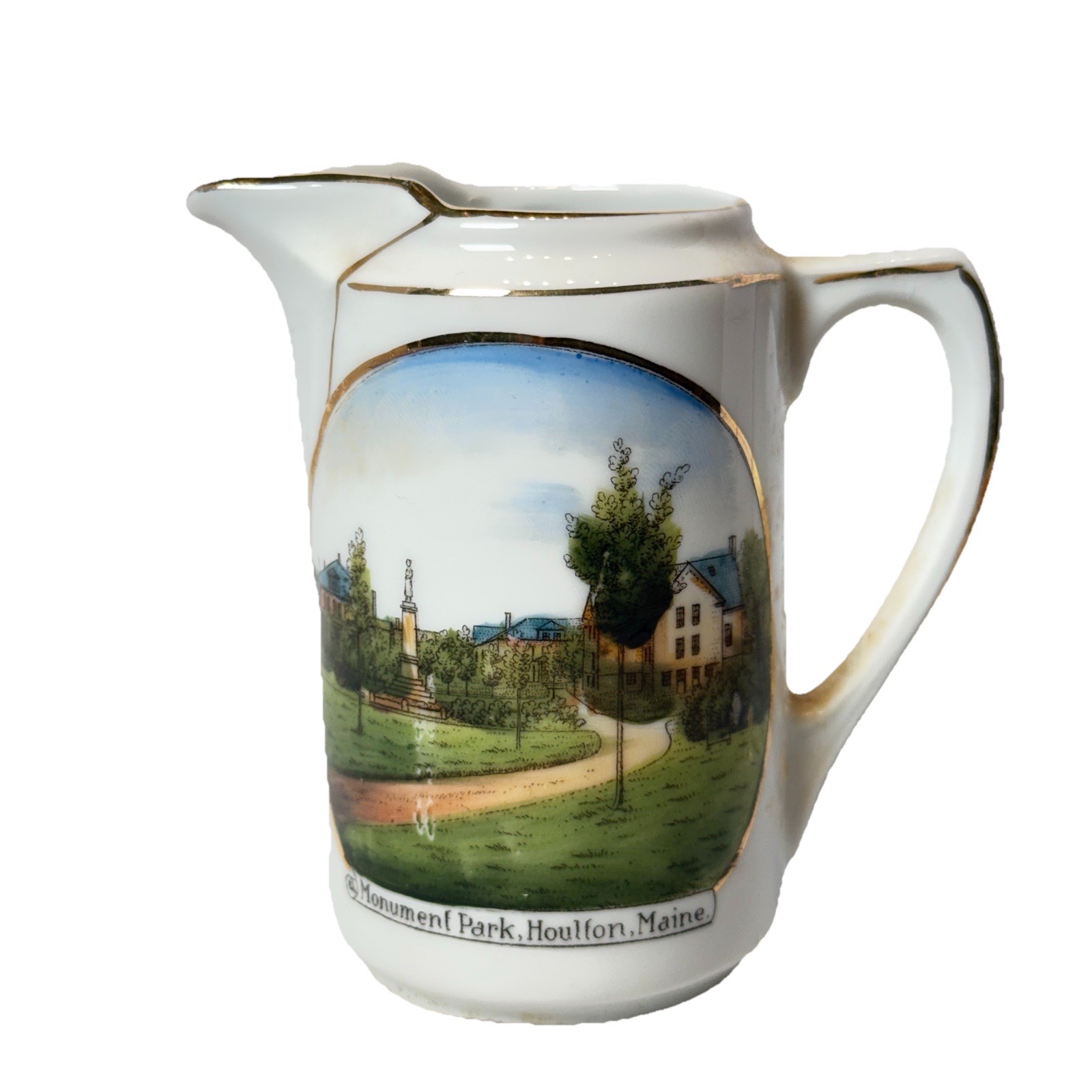 HOULTON MAINE ME Antique MONUMENT PARK Souvenir TRINKET CREAMER HOULTON MAINE ME Antique MONUMENT PARK Souvenir TRINKET CREAMER
