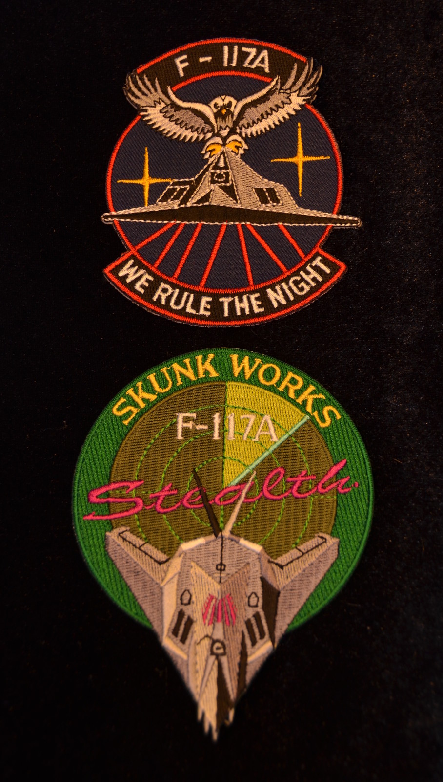 Two x F-117 USAF Patches Skunkworks Desert Storm Iraq War Stealth Radar Two x F-117 USAF Patches Skunkworks Desert Storm Iraq War Stealth Radar