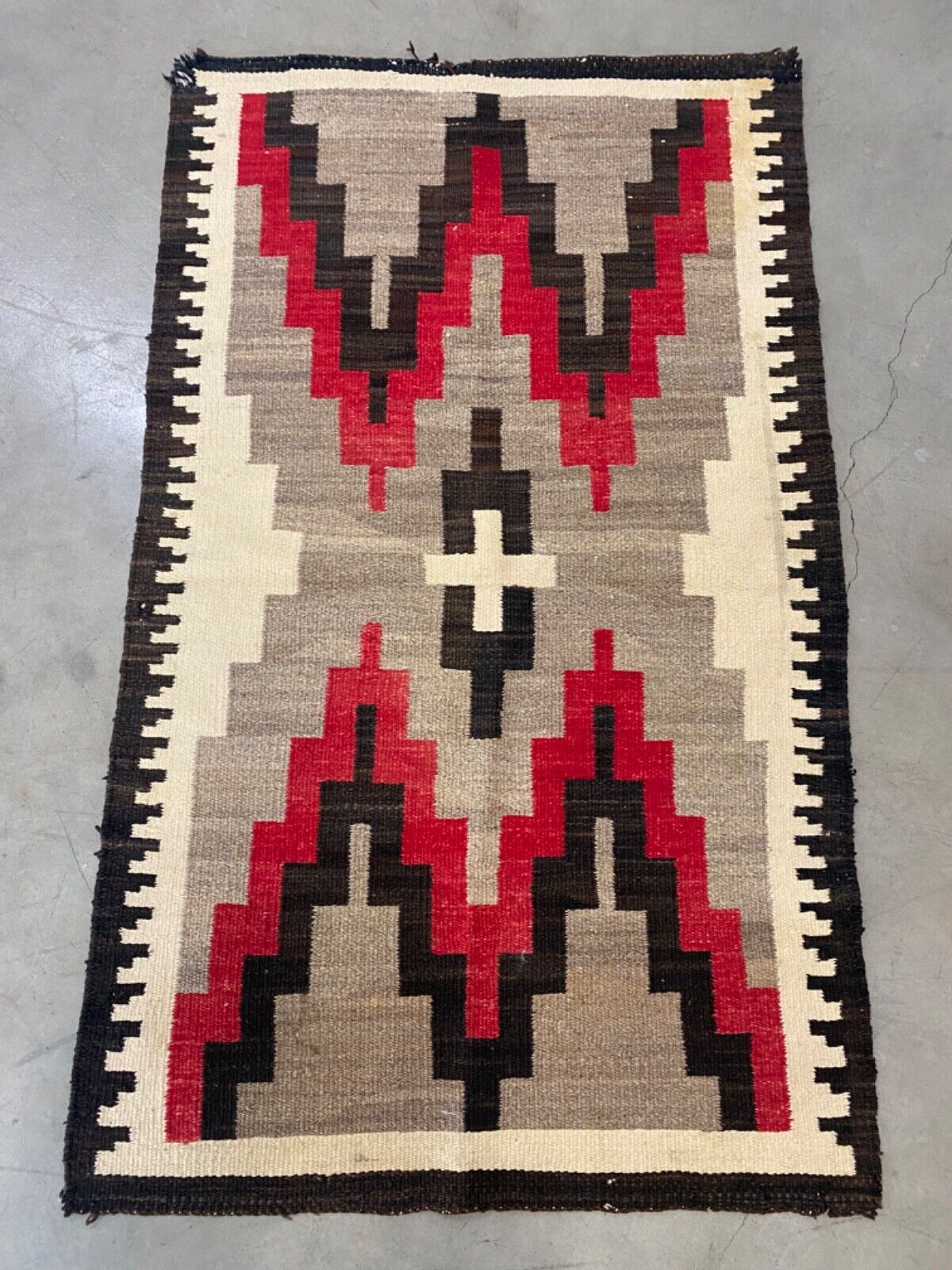 🔥 Antique Old Southwest Navajo Indian Blanket Rug, Geometric Cross Pattern '20s