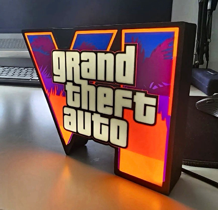 GTA VI Logo LED Light Multicolor Desk Lamp, 5V Plastic GTA VI Logo LED Light Multicolor Desk Lamp, 5V Plastic