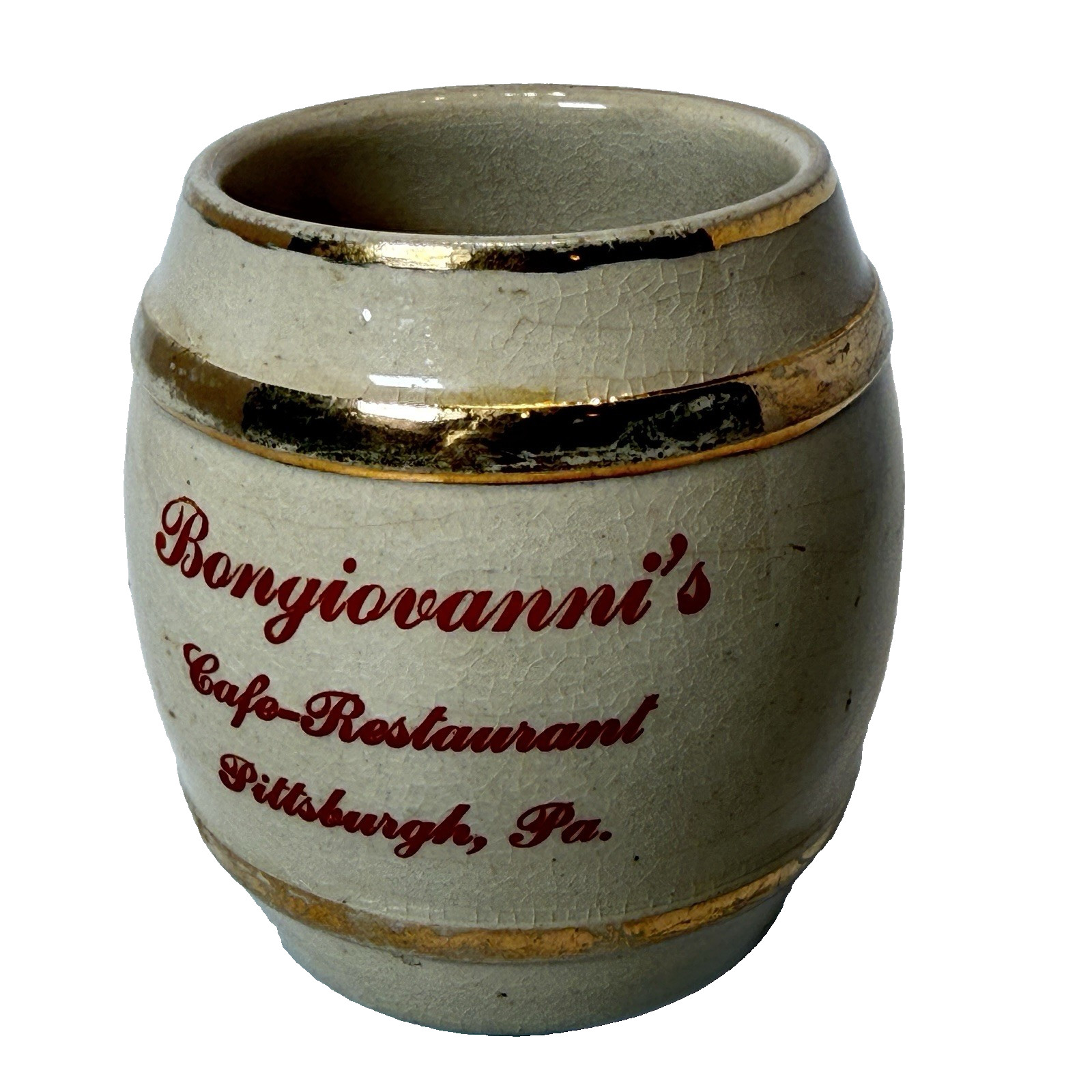 BONGIOVANNI Restaurant PITTSBURGH Pennsylvania PA Antique Souvenir TRINKET CUP BONGIOVANNI Restaurant PITTSBURGH Pennsylvania PA Antique Souvenir TRINKET CUP