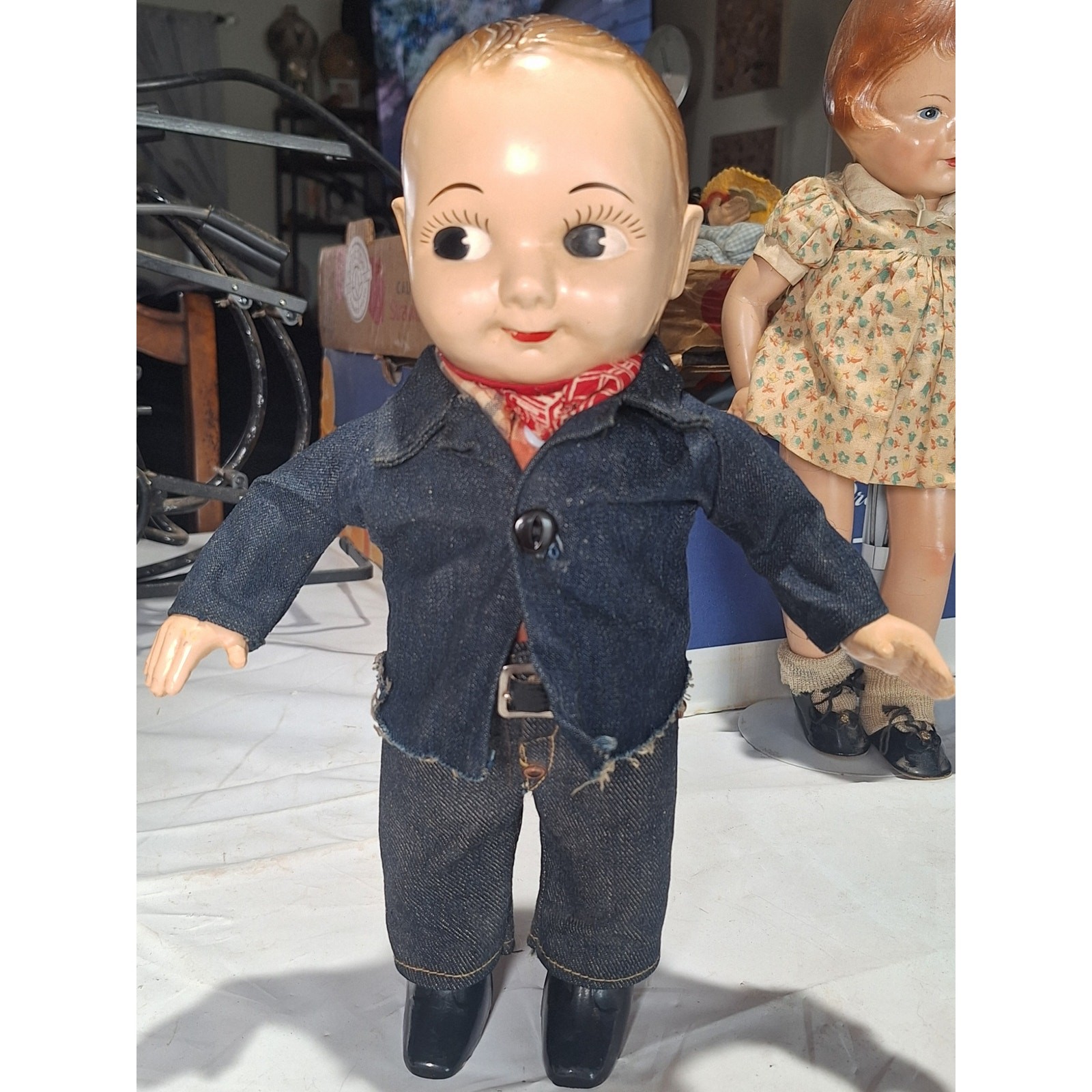 Vintage 1950s Buddy Lee Cowboy Doll Lee Union Made Jeans Shirt Hard Plastic