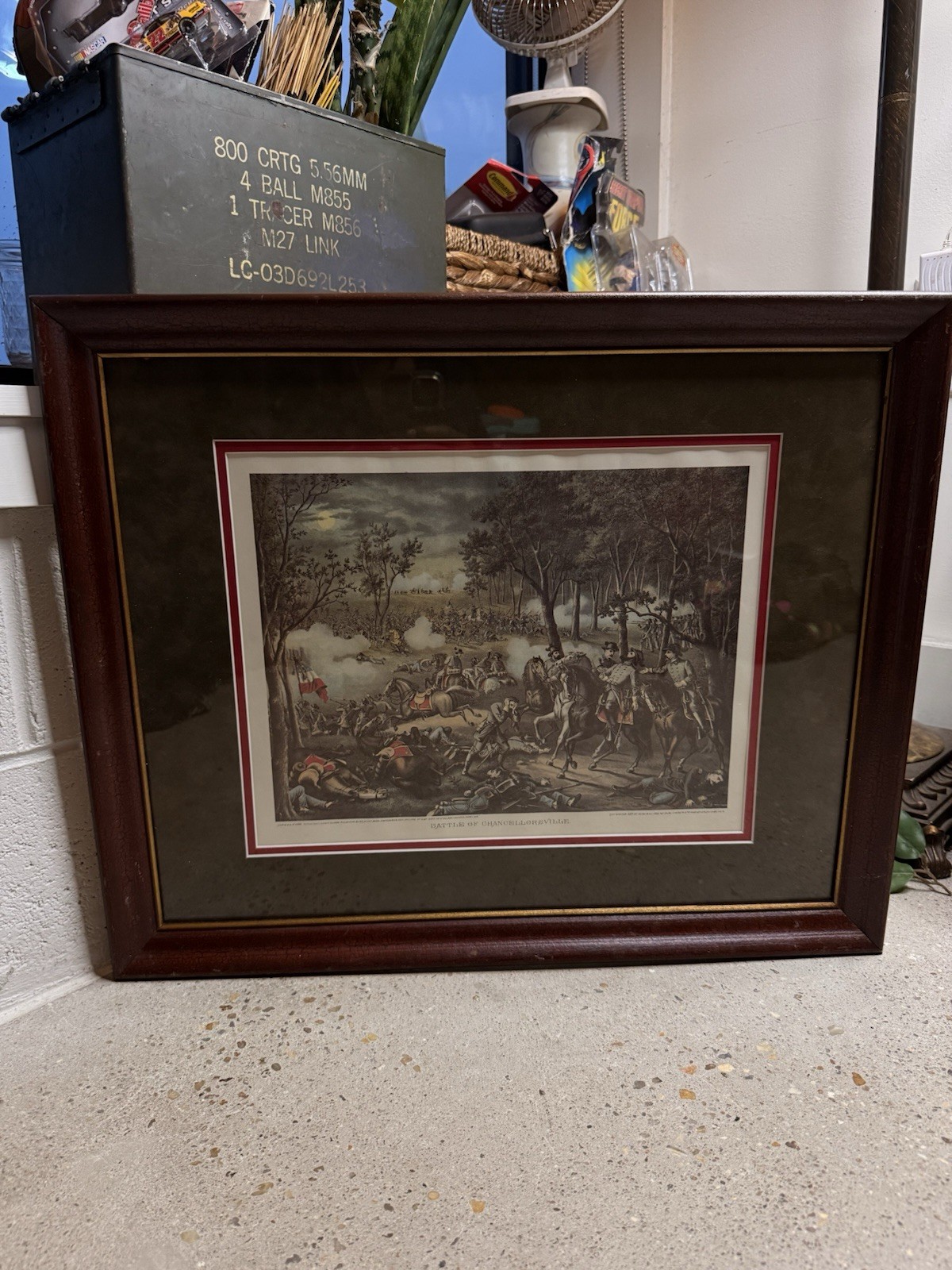 Vintage Kurz & Allison “Battle of Chancellorsville” Civil War Print Framed 24x20