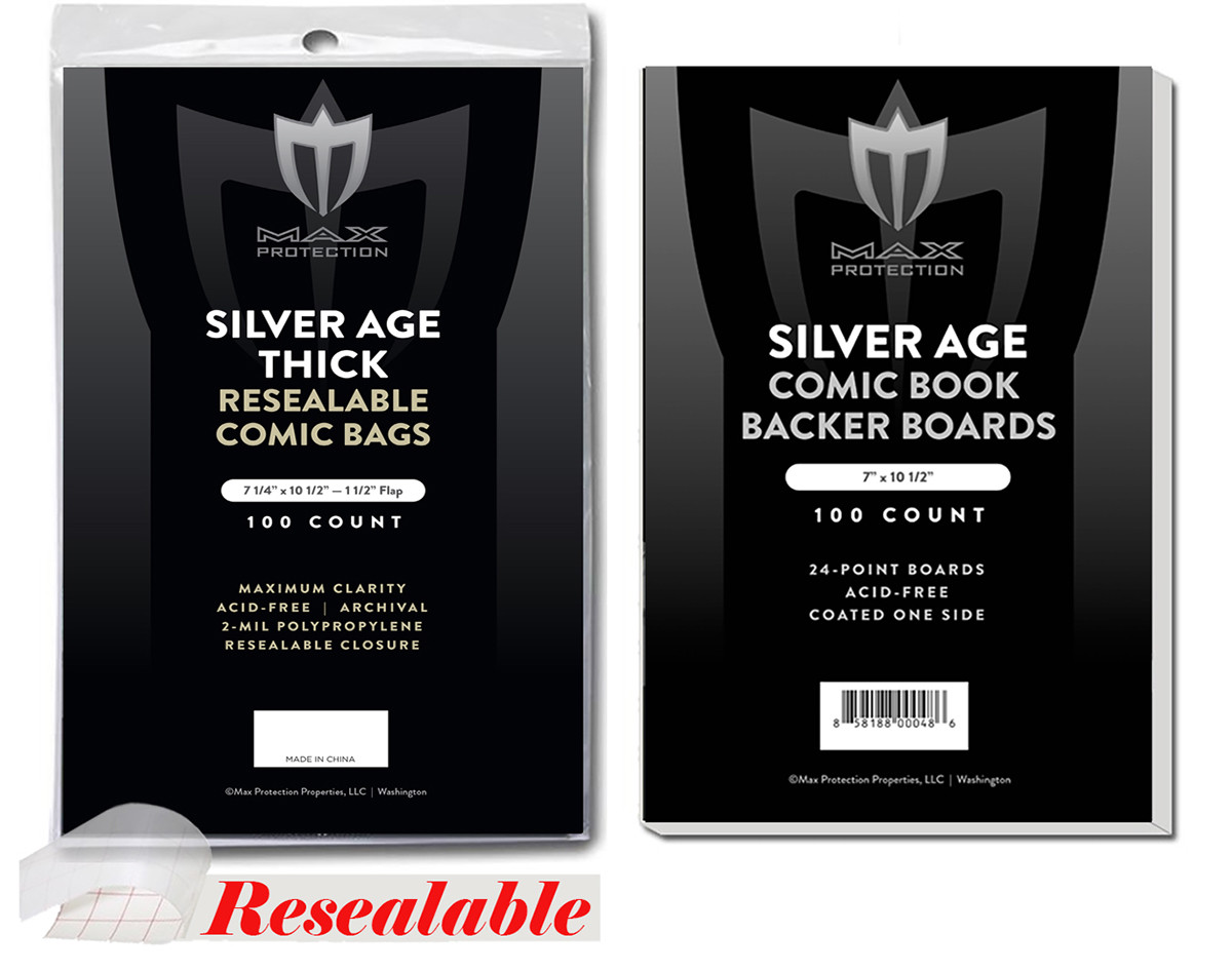 1000 Silver Comic Resealable THICK Bags and Boards Max Archival Book Storage 1000 Silver Comic Resealable THICK Bags and Boards Max Archival Book Storage