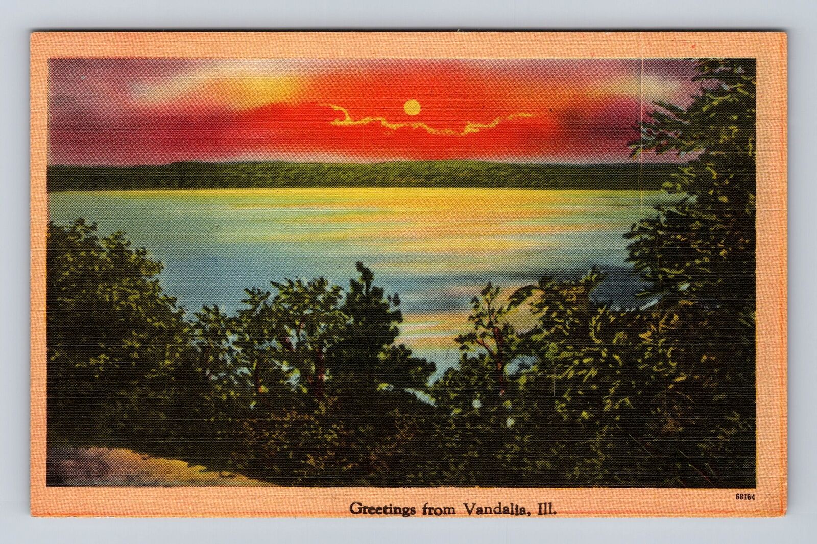Vandalia IL-Illinois, Scenic Sunset General Greetings, Antique Vintage Postcard