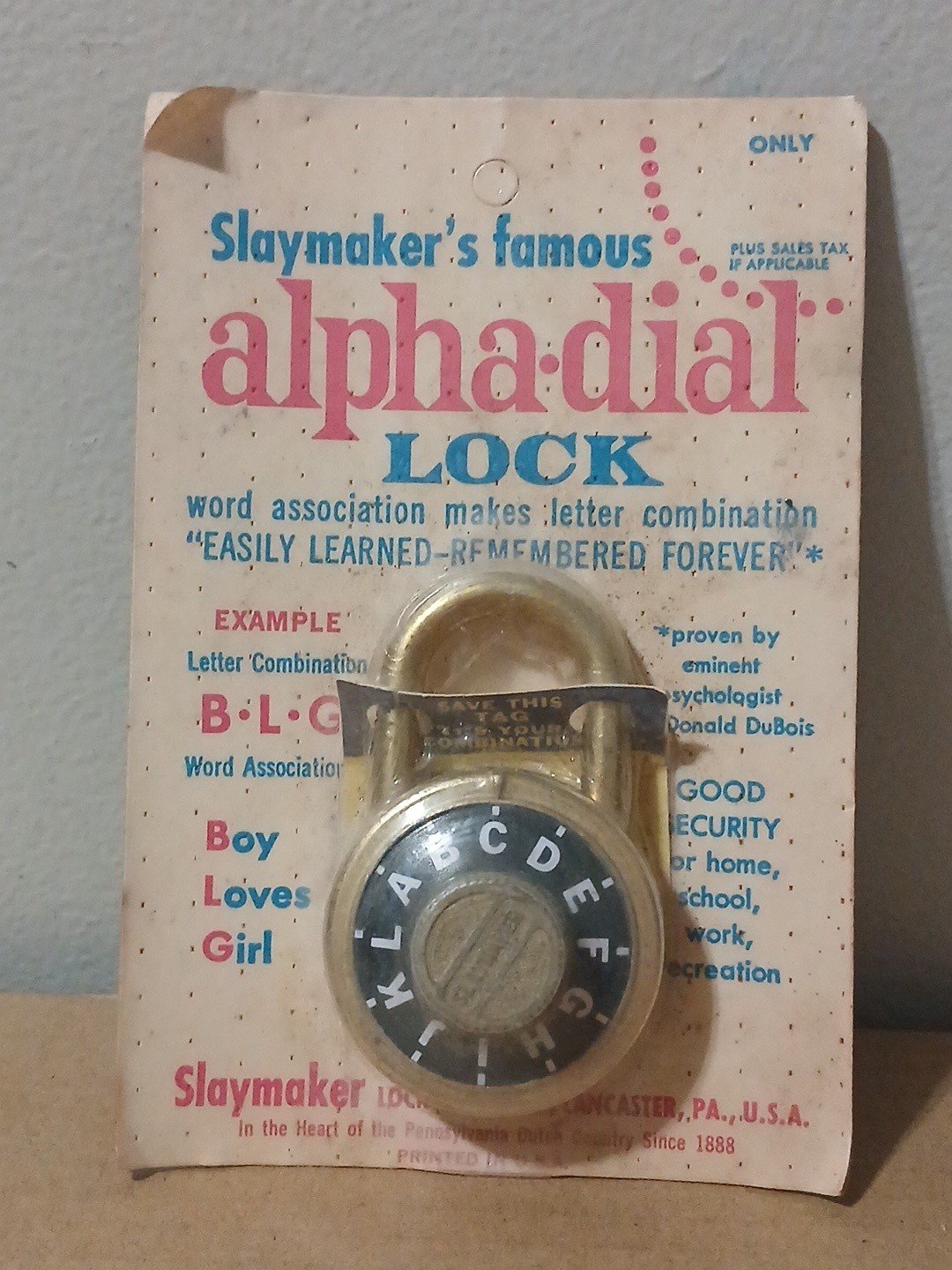Slaymaker ABC/Letters Combination Lock SUPER RARE Antique in package Slaymaker ABC/Letters Combination Lock SUPER RARE Antique in package