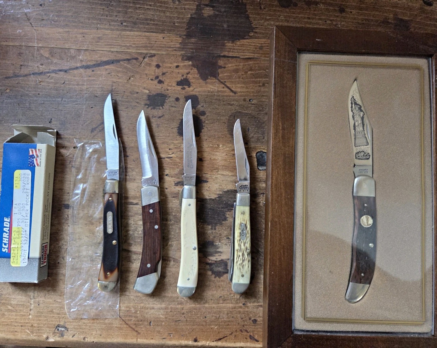 Schrade And Case Pocketknife Lot of 5 (1994) Wood/Bone/Plastic Schrade And Case Pocketknife Lot of 5 (1994) Wood/Bone/Plastic
