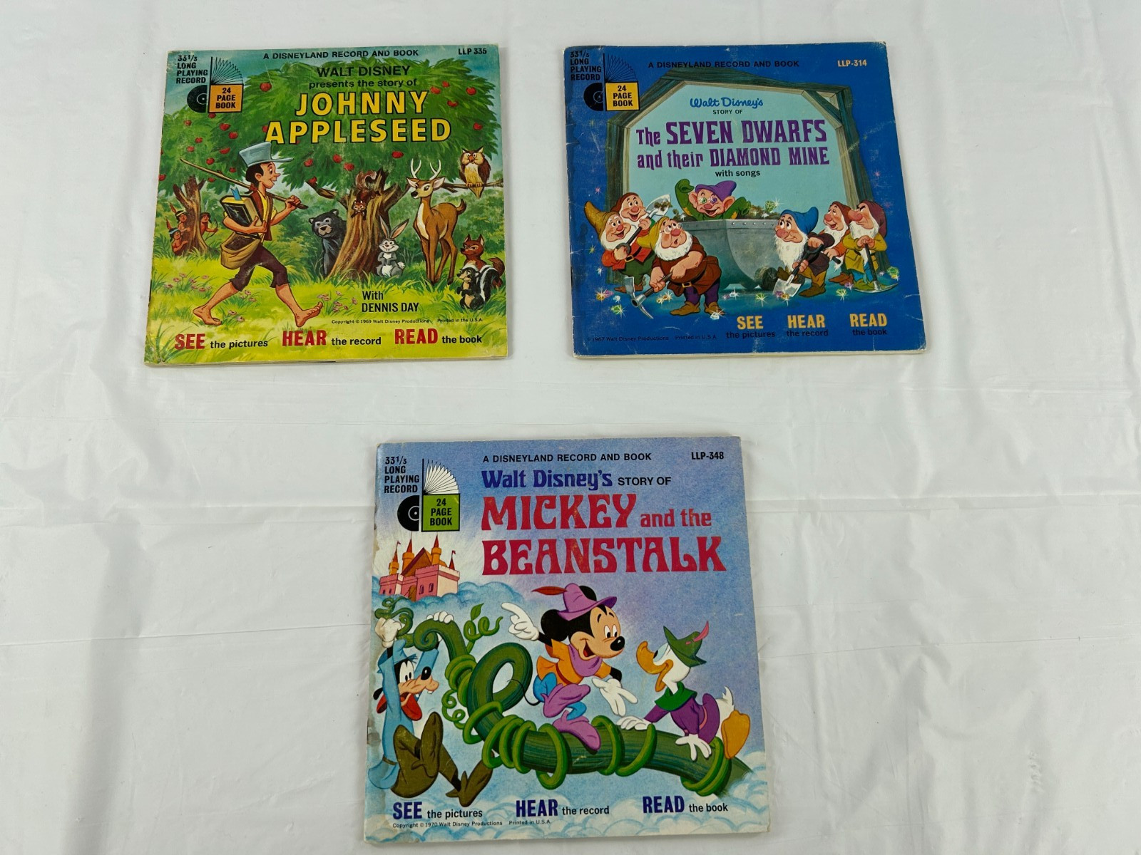 Vintage Walt Disneyland Disney Books and Record 1960s 1970s Lot of 3 Vintage Walt Disneyland Disney Books and Record 1960s 1970s Lot of 3
