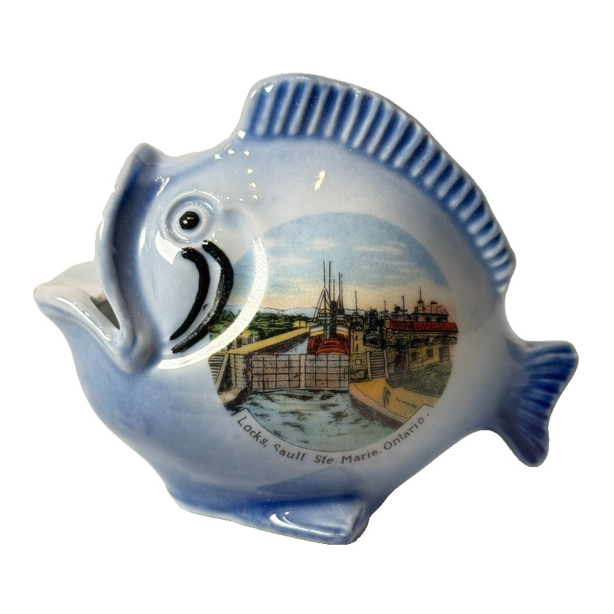 Sault Ste. Marie, Ontario CANADA Vintage Souvenir China Trinket Fish Sault Ste. Marie, Ontario CANADA Vintage Souvenir China Trinket Fish