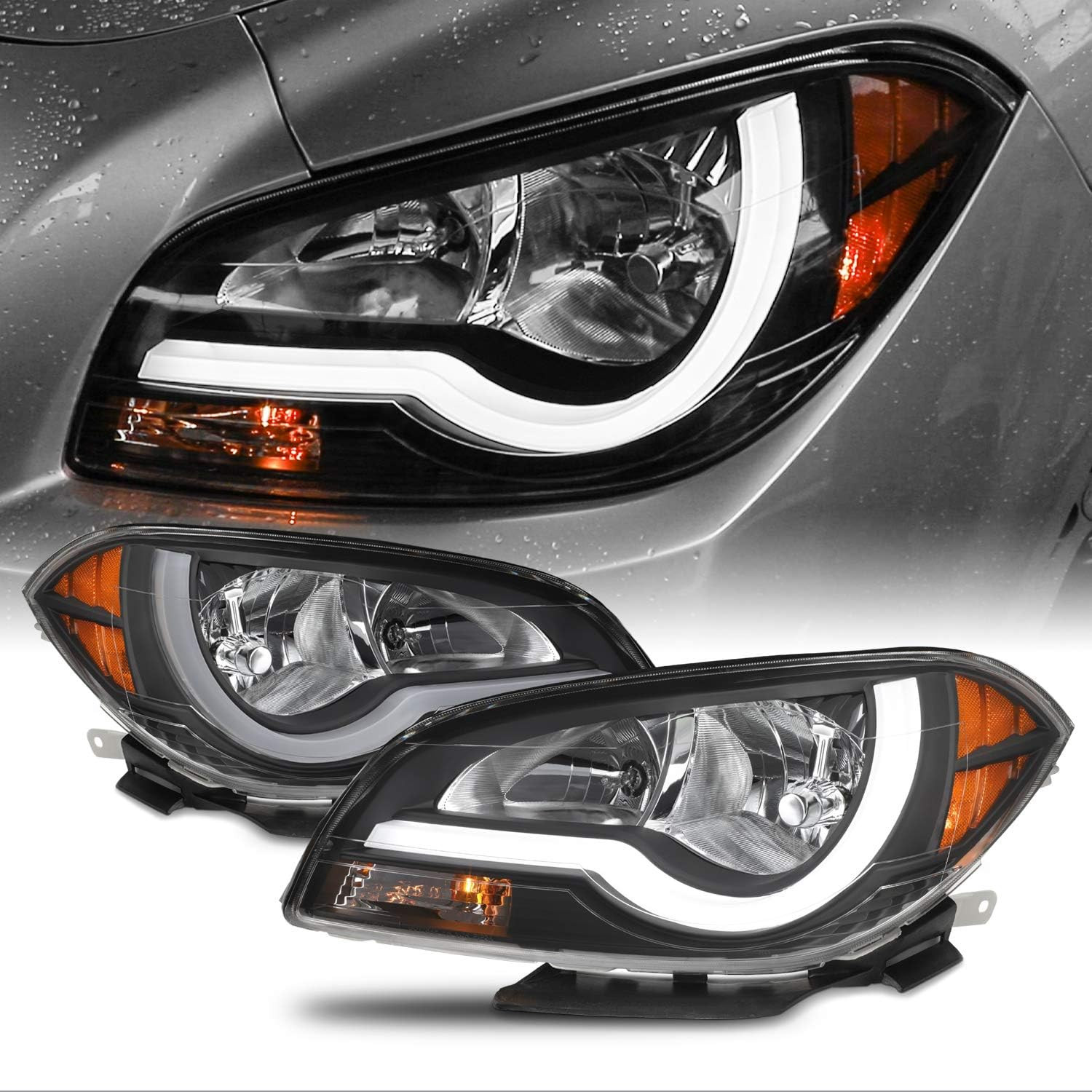 - Fits 2008-2012 Chevy Malibu LED Light Tube Headlights Head Lamps- Black Housin - Fits 2008-2012 Chevy Malibu LED Light Tube Headlights Head Lamps- Black Housin