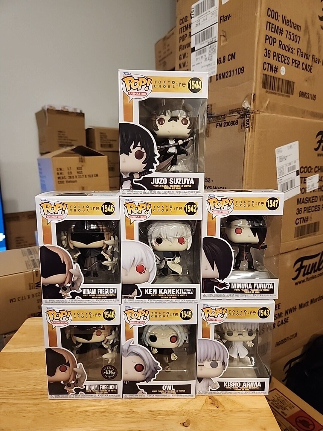 Funko Pop Tokyo Ghoul:Re S3 Complete Set of 7 with Hinami Fueguchi CHASE - MINT