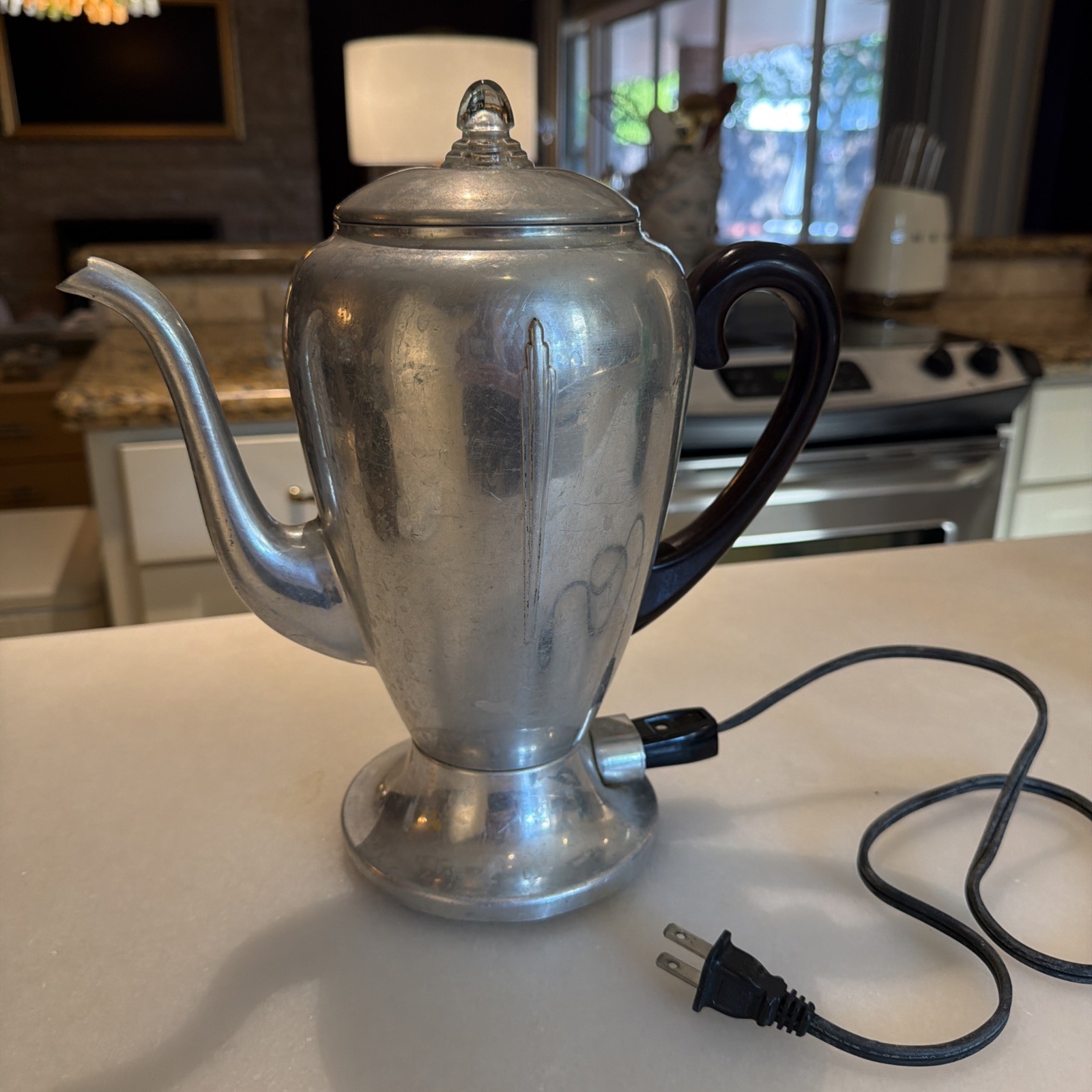 Vintage MIRRO Art Deco Electric Coffee Percolator 8 Cup Aluminum USA Vintage MIRRO Art Deco Electric Coffee Percolator 8 Cup Aluminum USA