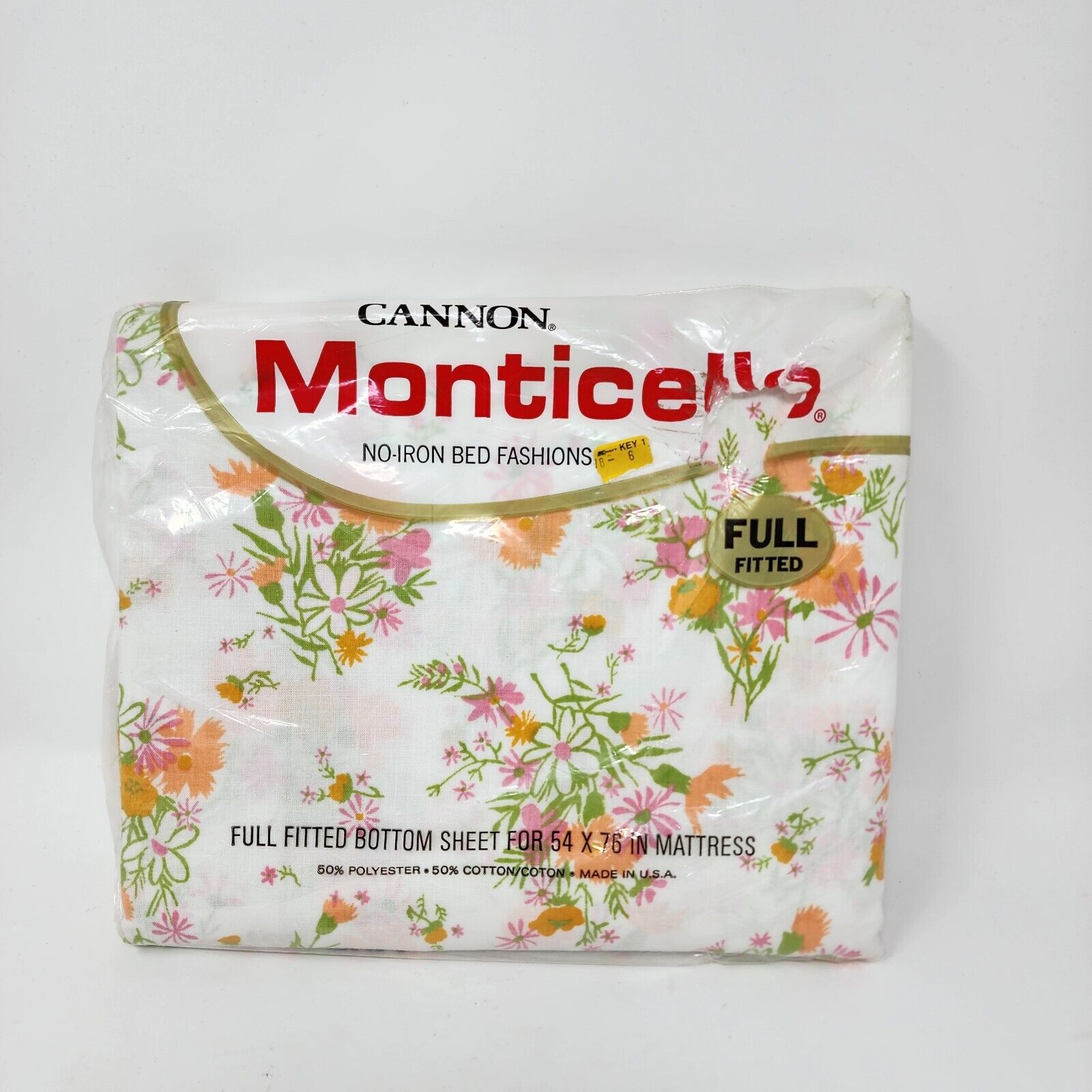 Vintage Cannon Monticello Full Fitted Sheet Field Flowers Style # 239 NOS