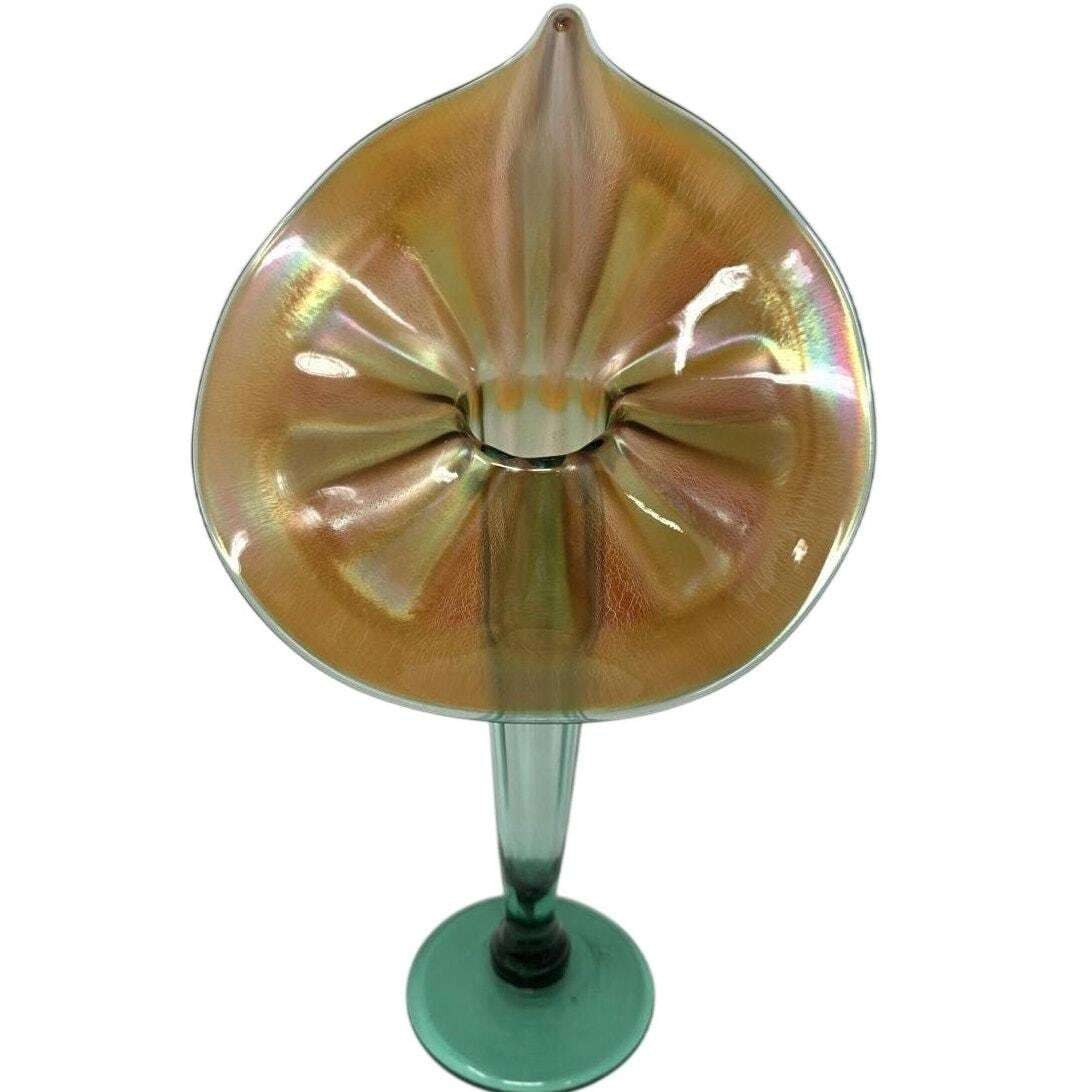 Vintage Rick Strini Iridescent Jack in the Pulpit Art Glass Vase Signed 12.5" Vintage Rick Strini Iridescent Jack in the Pulpit Art Glass Vase Signed 12.5"